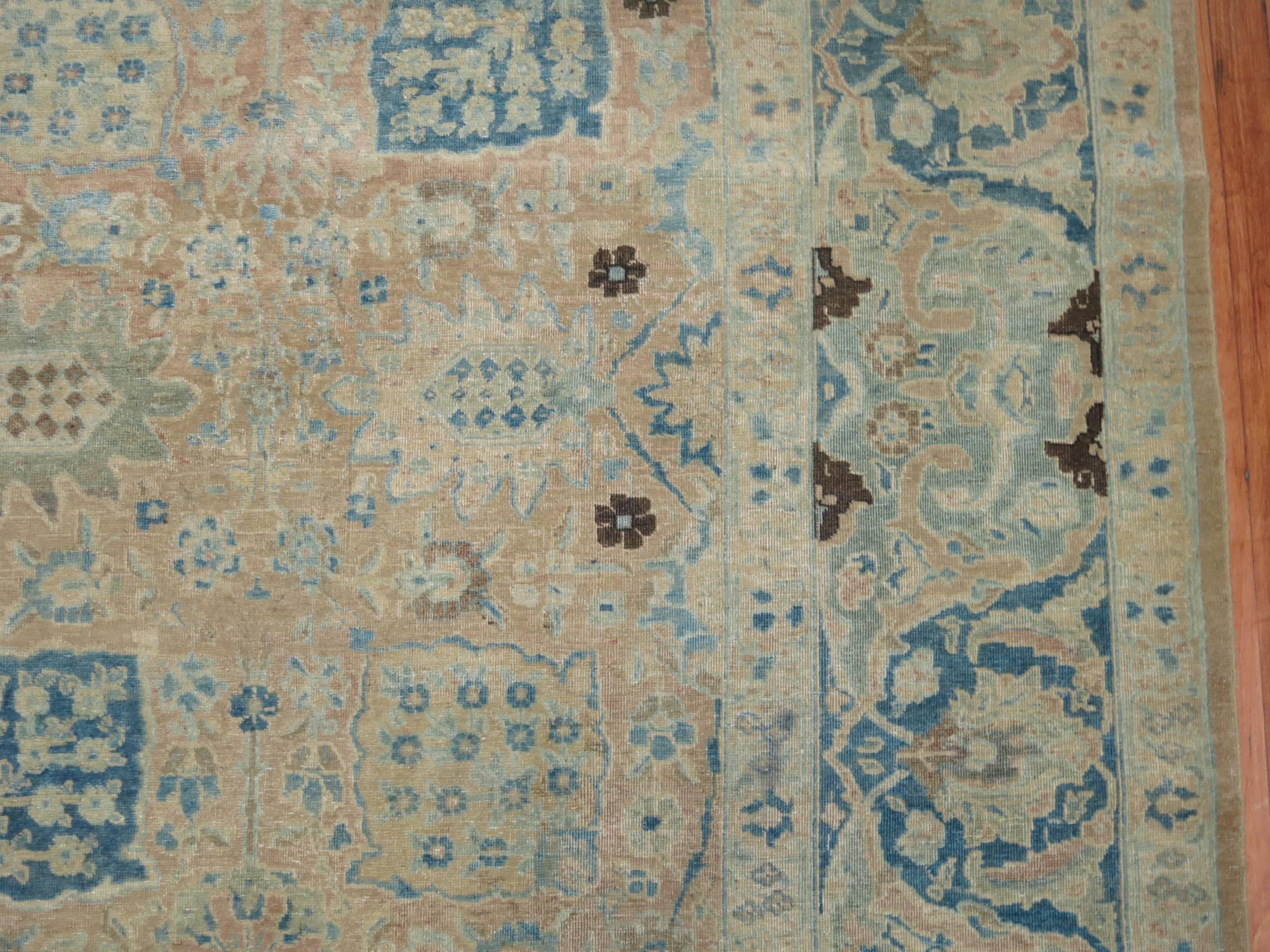 Malayer Antique Tabriz in Camel and Blue