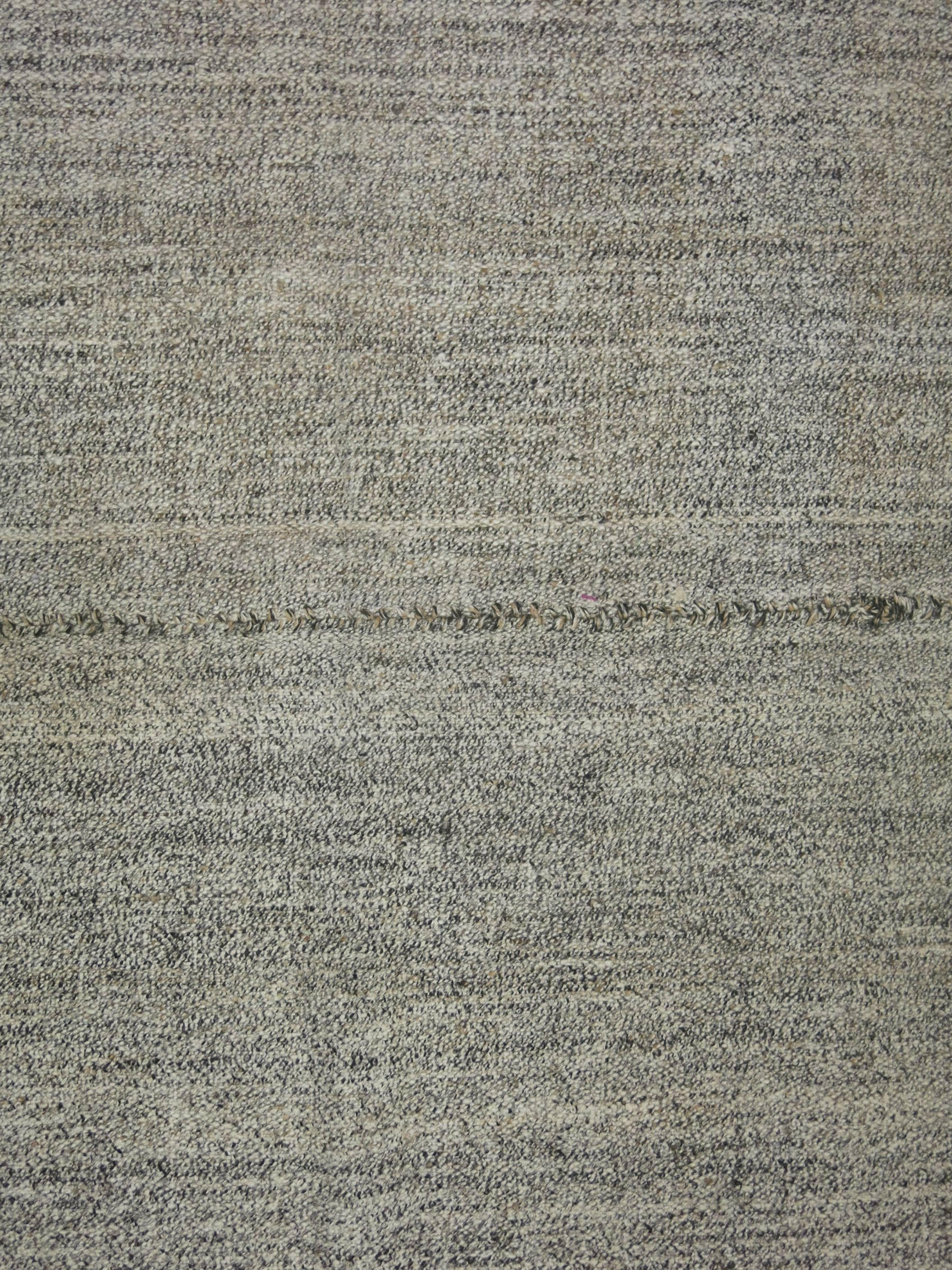 Hand-Woven Gray Turkish Minimalist Kilim For Sale