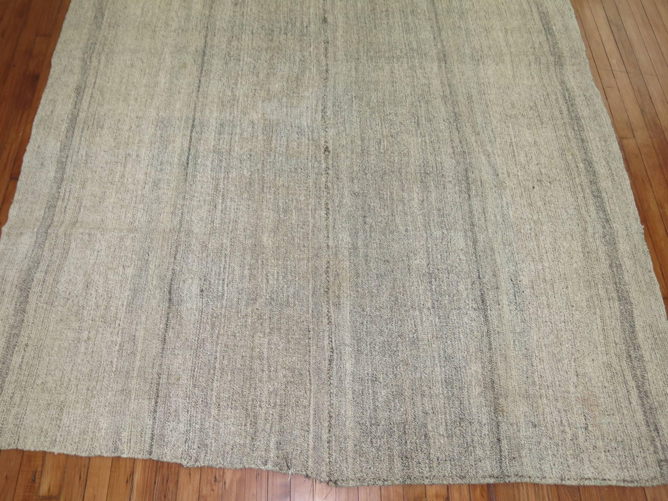 20th Century Gray Turkish Minimalist Kilim For Sale