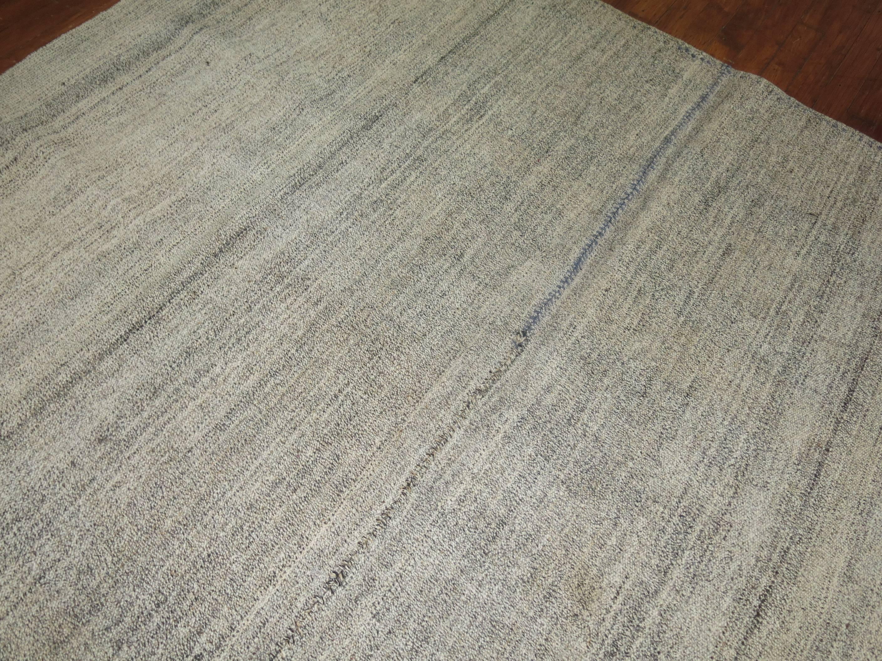 Hemp Gray Turkish Minimalist Kilim For Sale