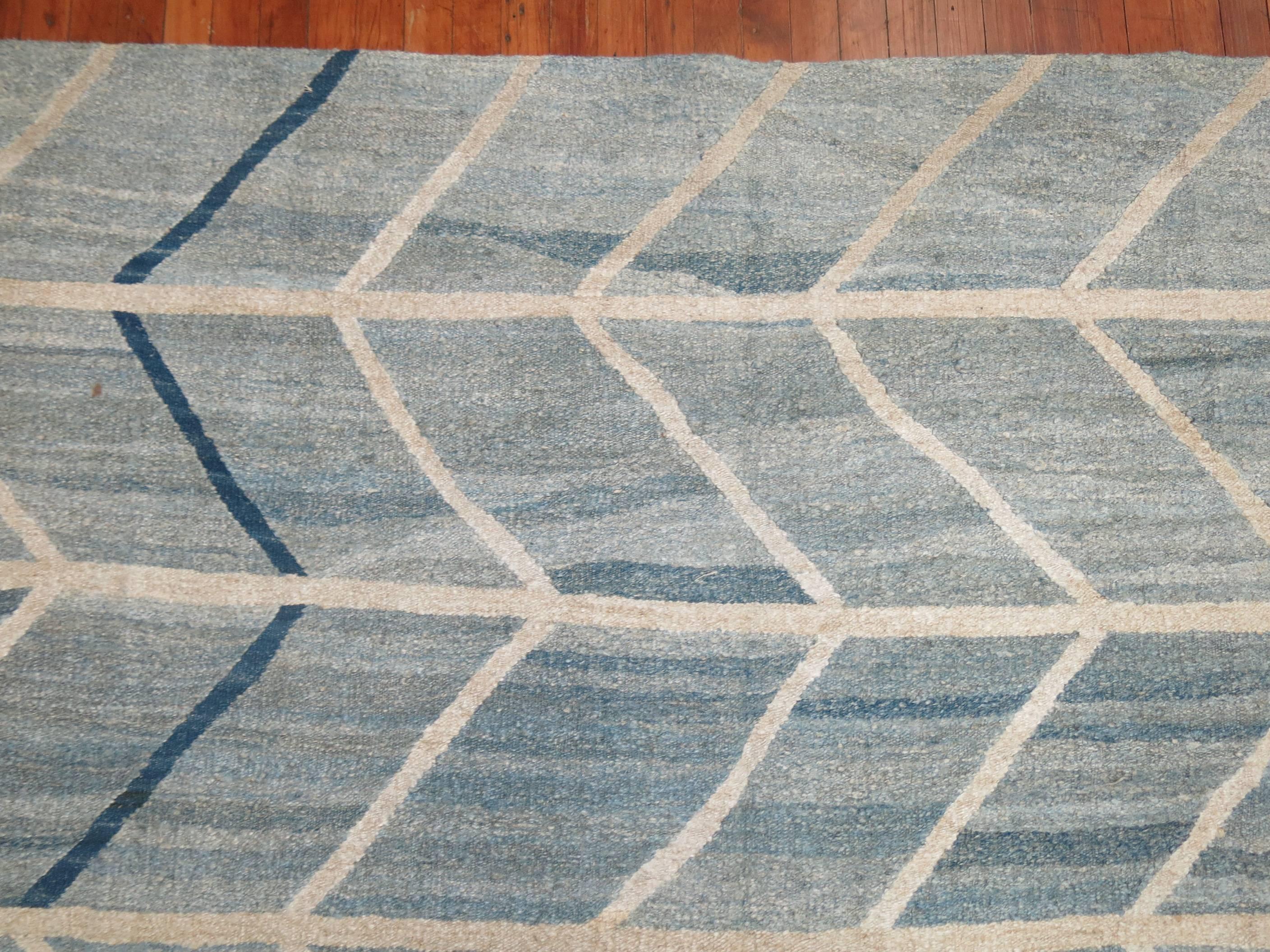 A Turkish flat-weave in blues and creams.