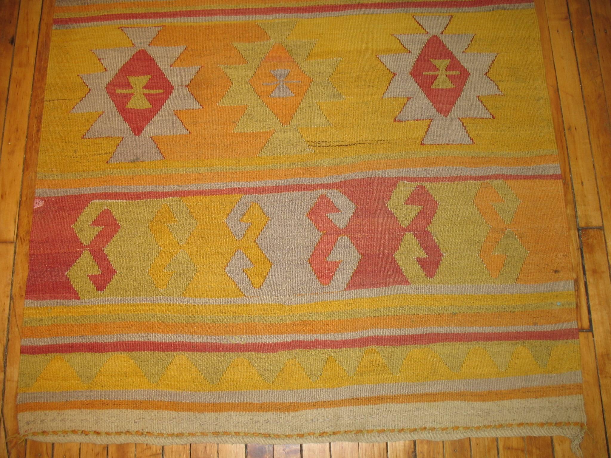 Tribal Yellow Vintage Turkish Kilim