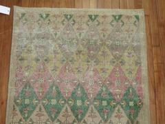 Shabby Chic 20th Century Turkish Runner with Pink and Green Accent Colors