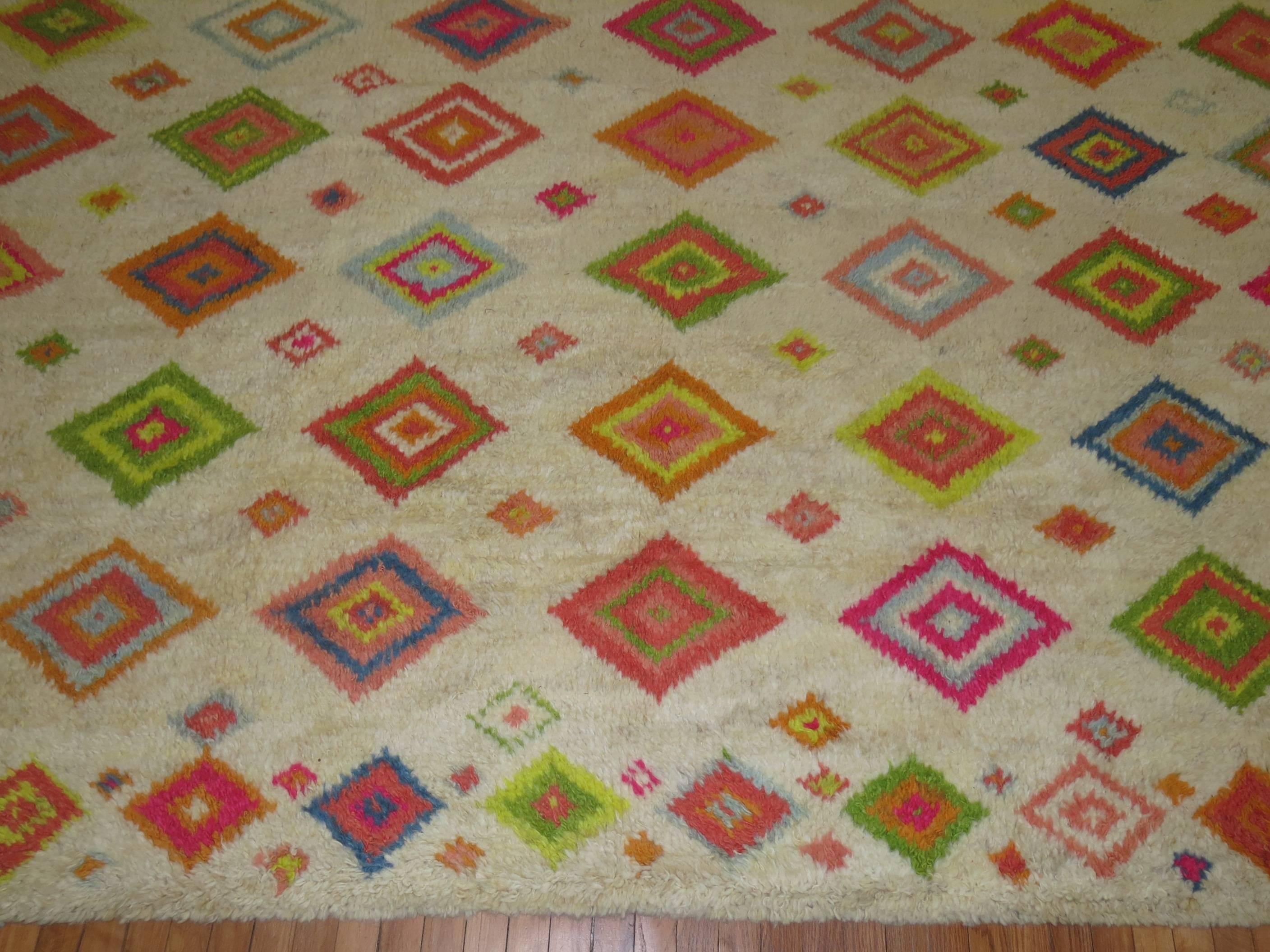 Handmade one of a kind Turkish Tulu rug with cheerful colors.

10'4'' x 15'7''
