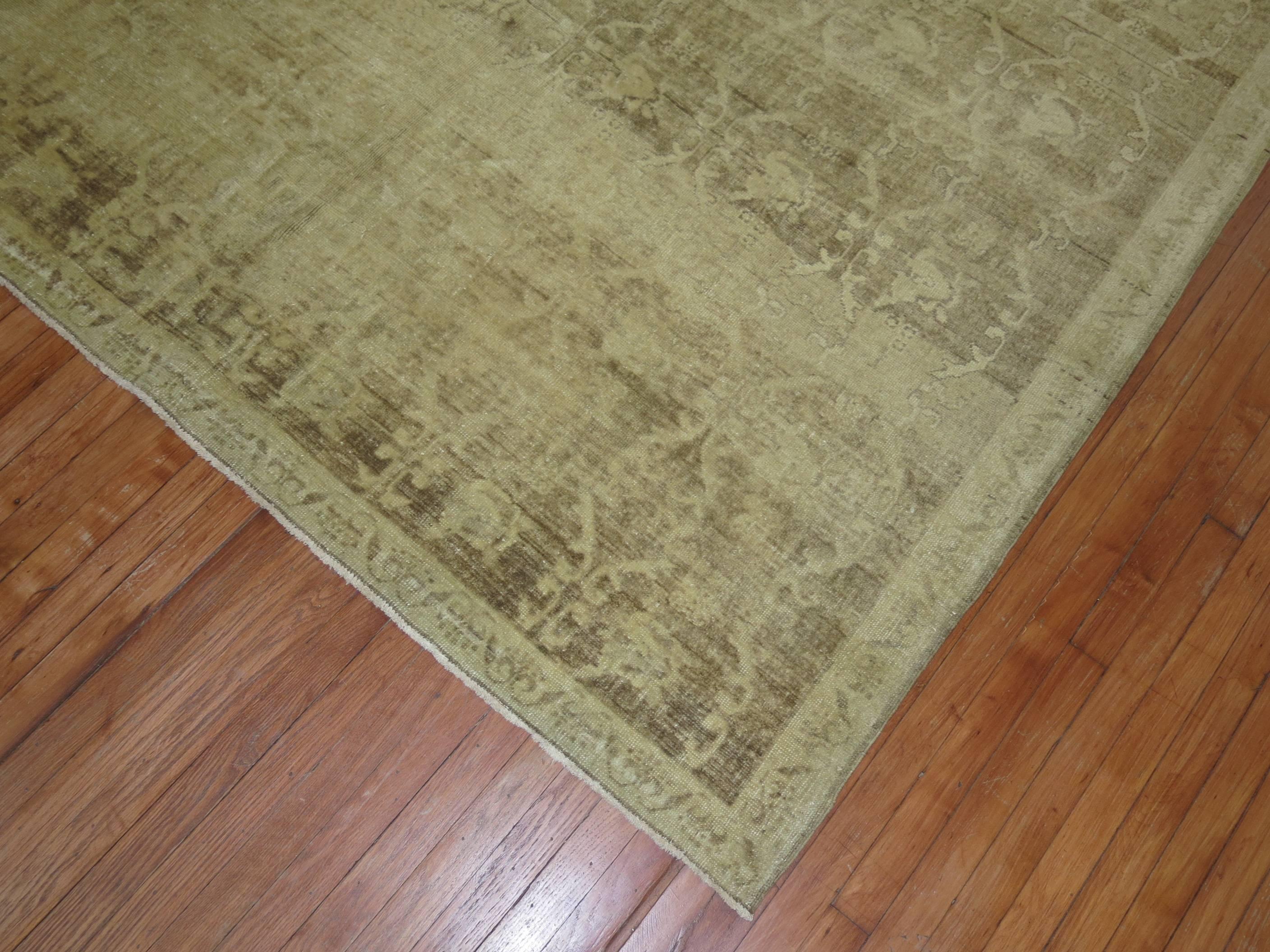Wool Vintage Turkish Abrashed Rug in Browns and Taupe