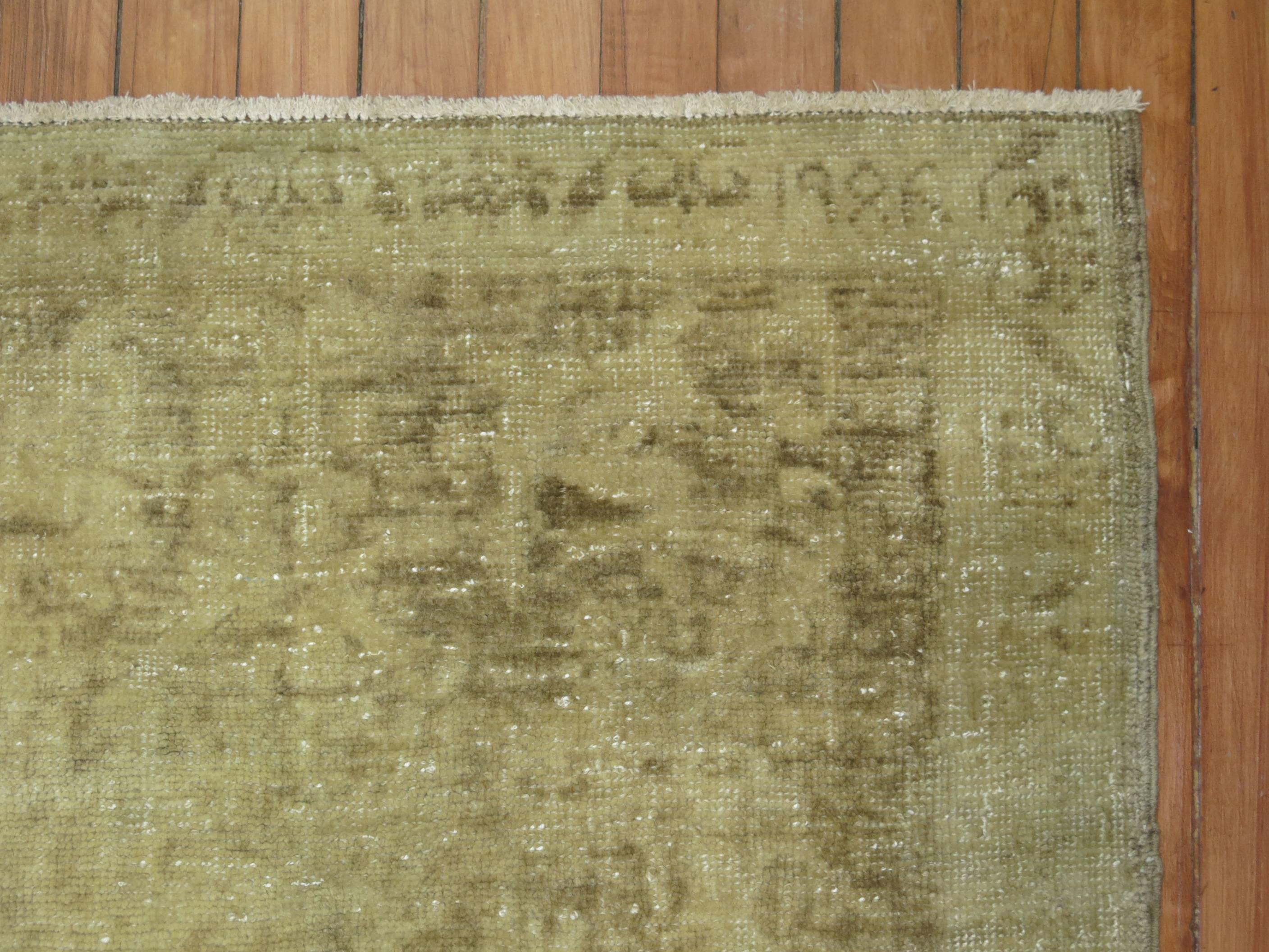 Hand-Knotted Vintage Turkish Abrashed Rug in Browns and Taupe