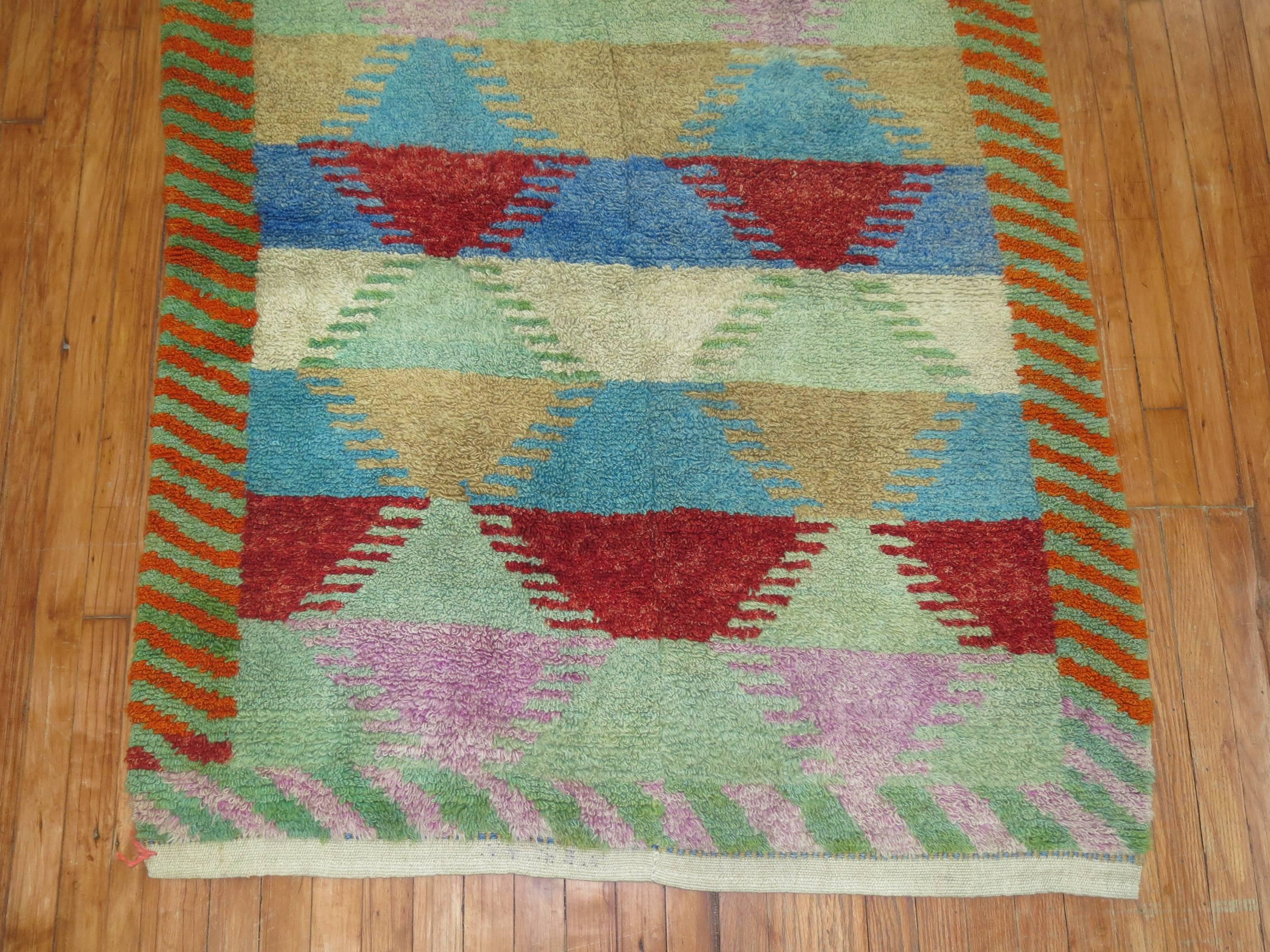 Hand-Knotted Beautiful Rainbow Vintage Turkish Konya Carpet For Sale