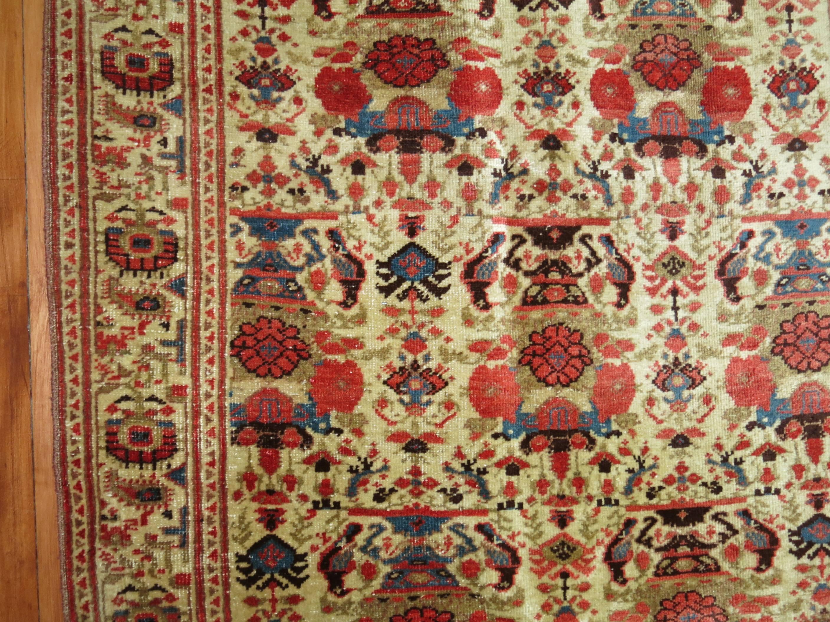 Early 20th Century Ivory Persian Malayer Runner