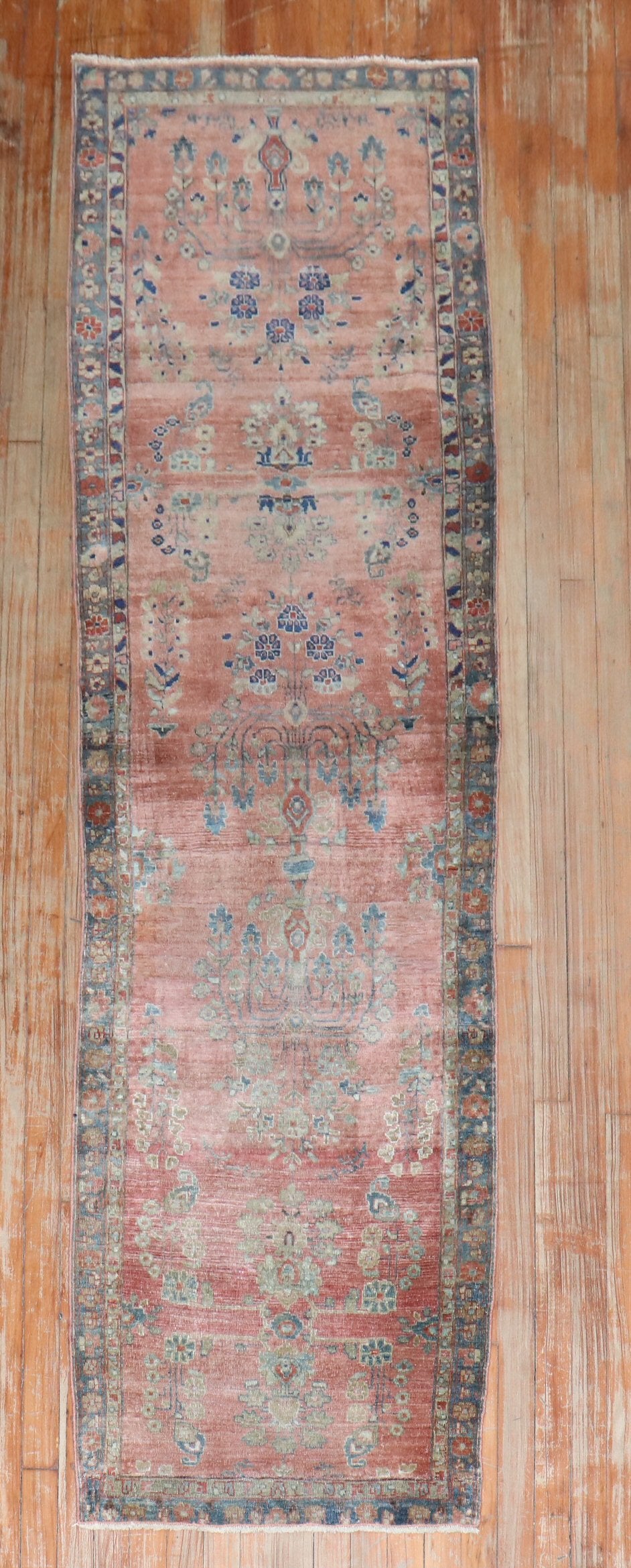 Zabihi Collection Narrow Antique Persian Kashan Runner For Sale