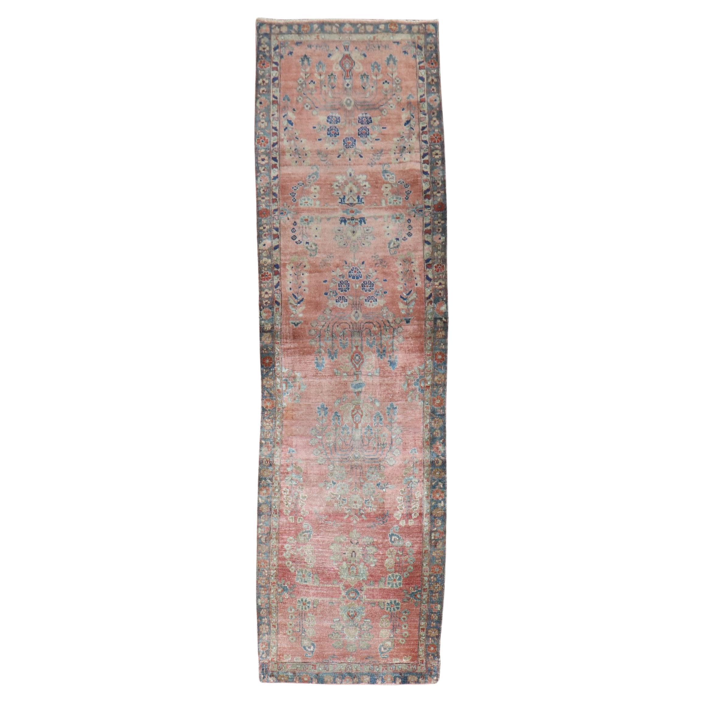 Zabihi Collection Narrow Antique Persian Kashan Runner For Sale