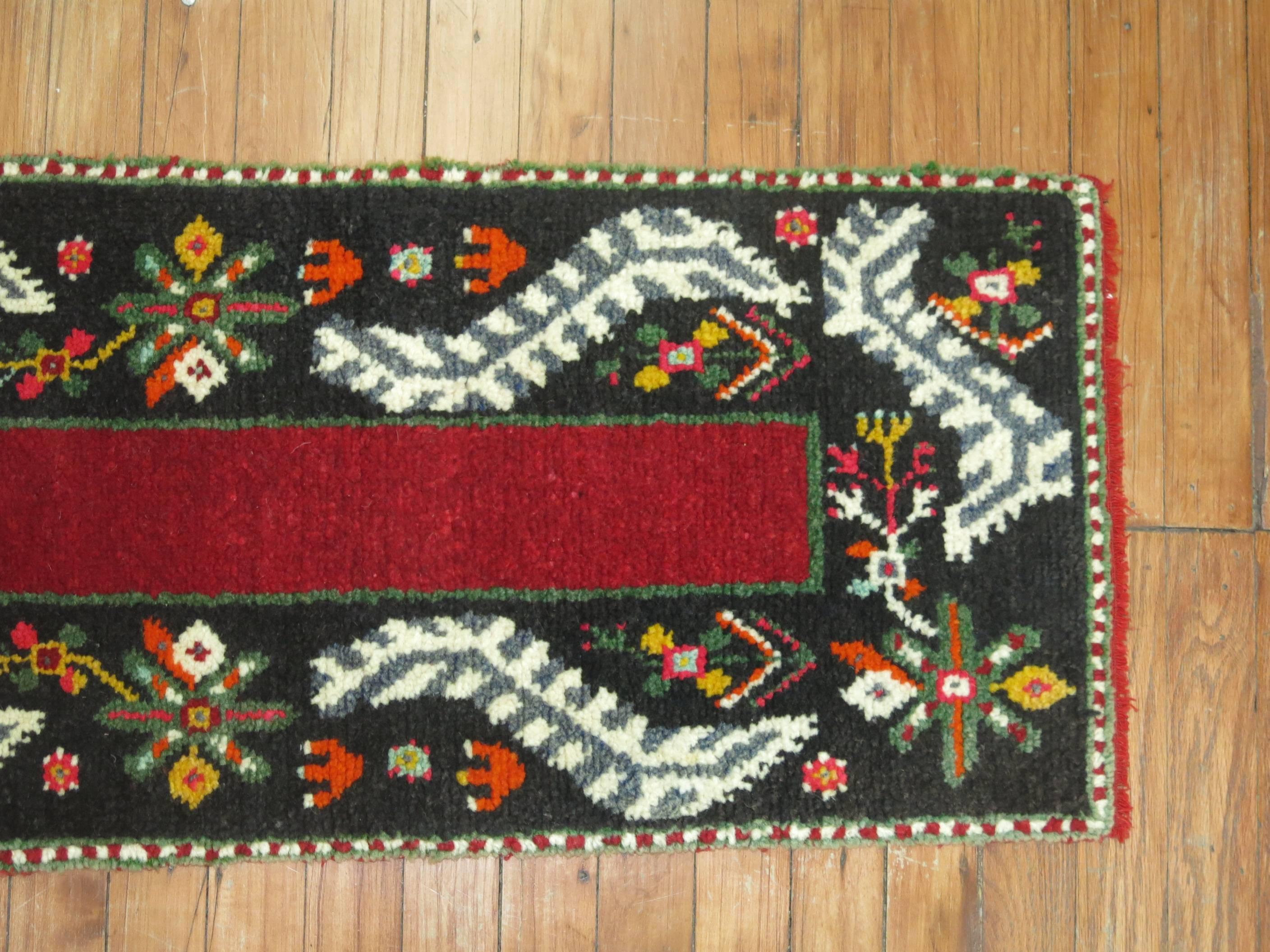 Quirky Vintage Turkish Throw Rug