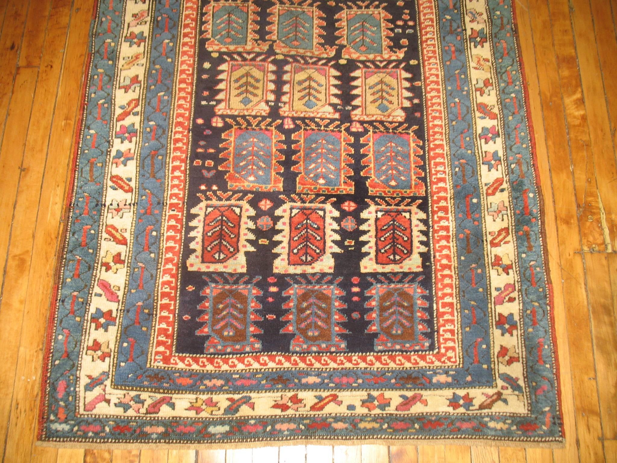 American Classical Antique Caucasian Runner with Paisley Motif