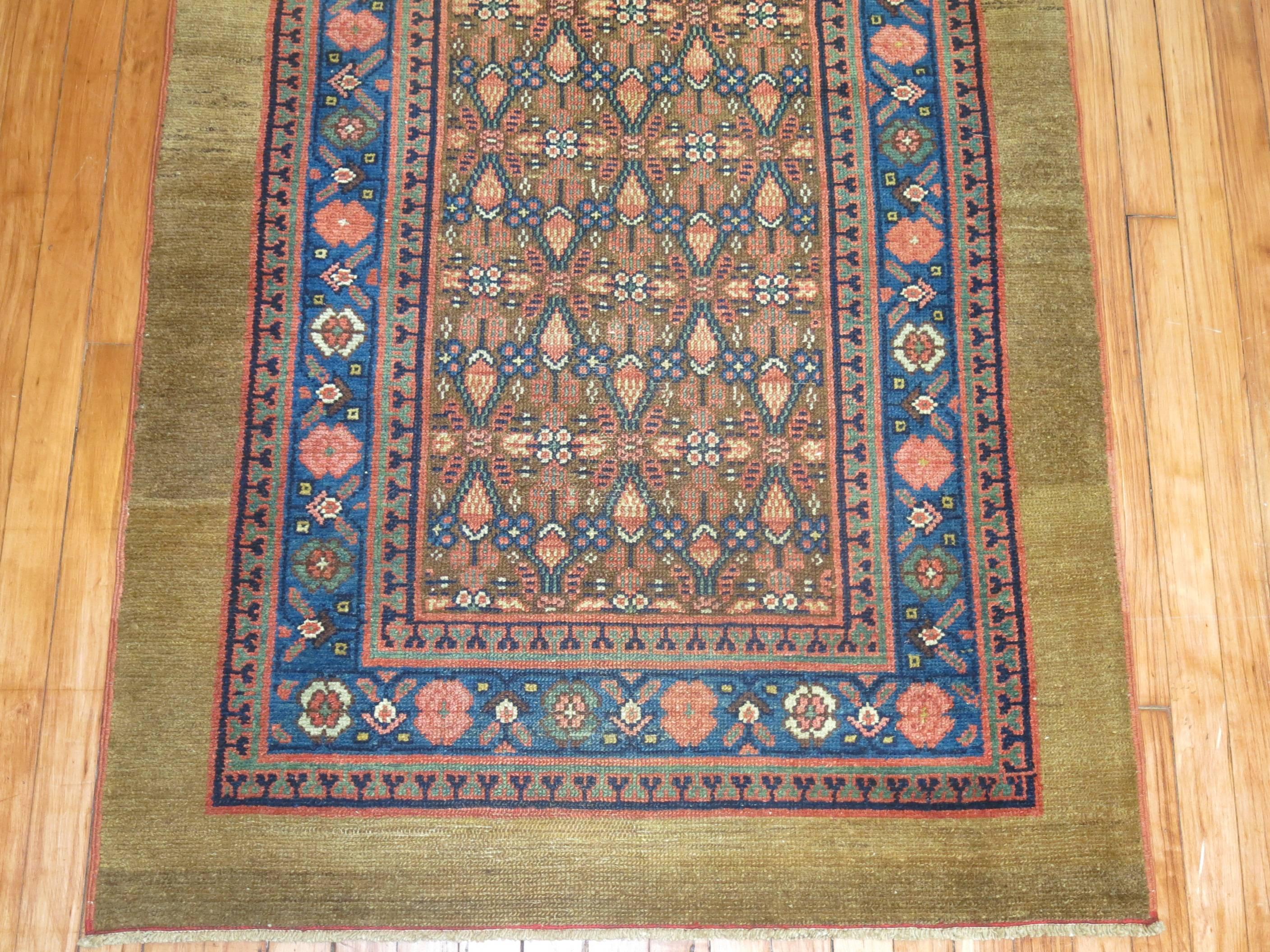 Hand-Knotted Persian Serab Runner For Sale