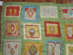 Large Green Whimsical Turkish Vintage Shag Rug