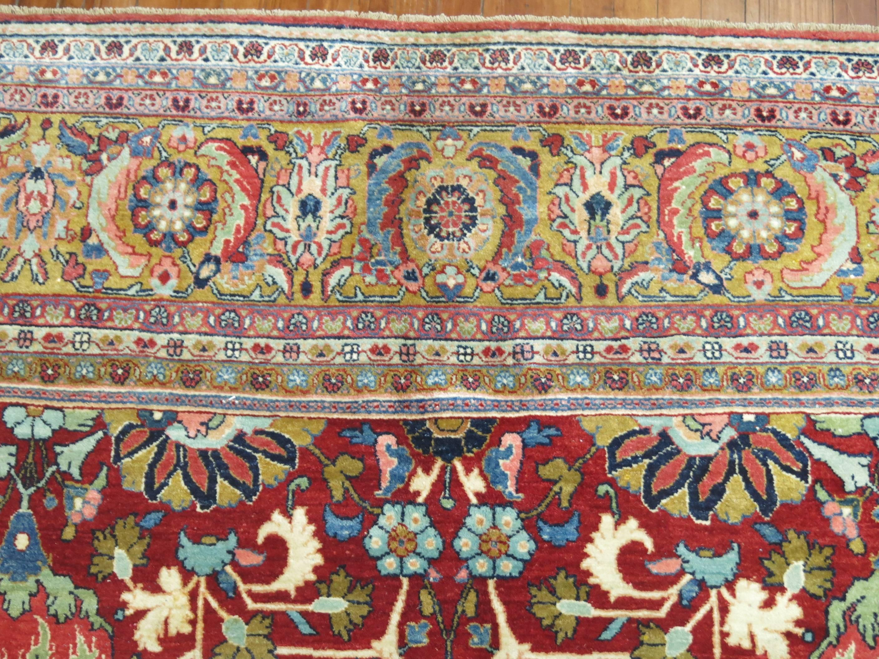 Fine quality authentic Classic all-over Persian Tabriz or Sarouk Jewel Tone rug

Measures: 9'11'' x 13'1''.