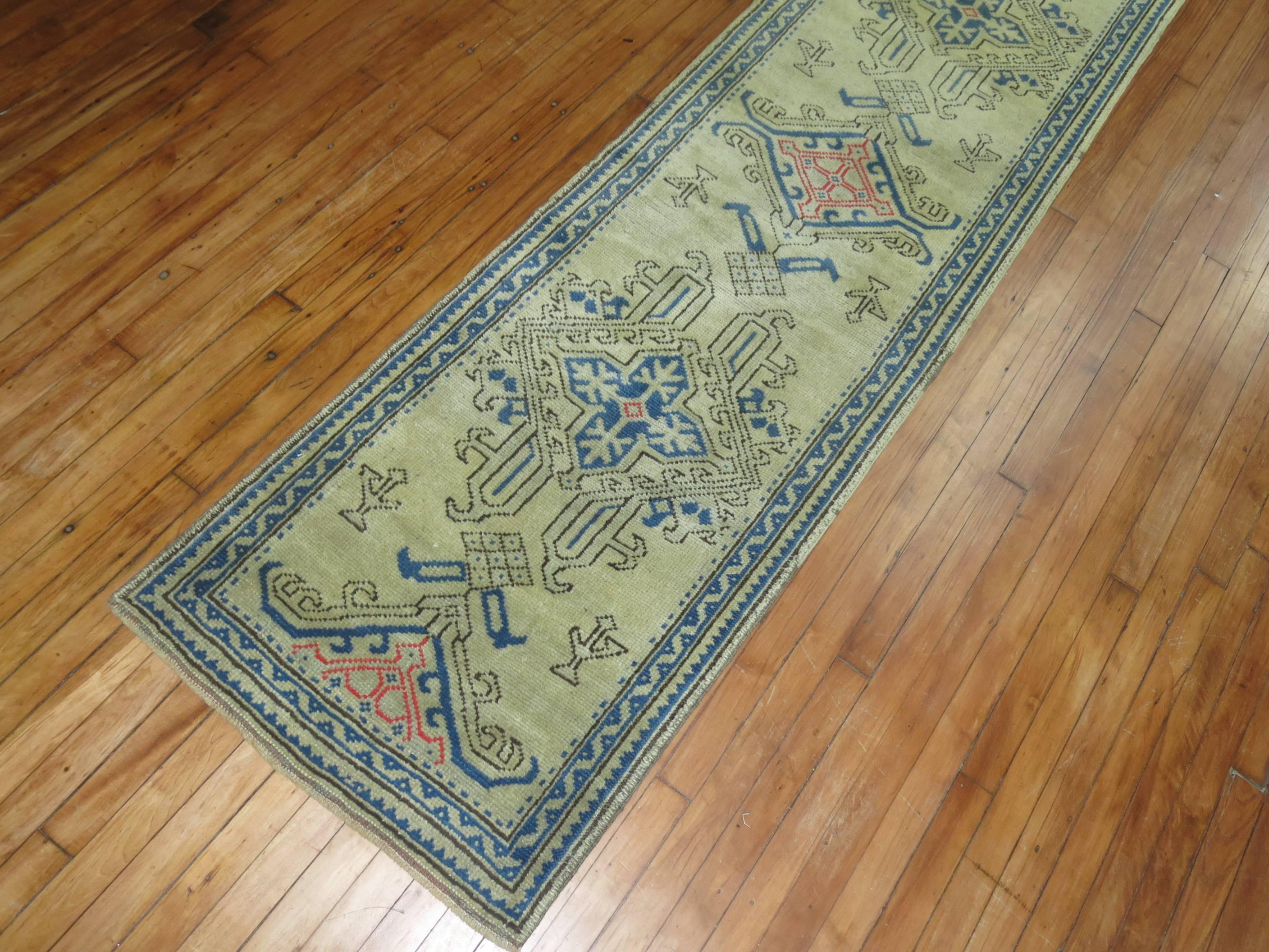 Antique Oushak Hallway Staircase Runner For Sale 2