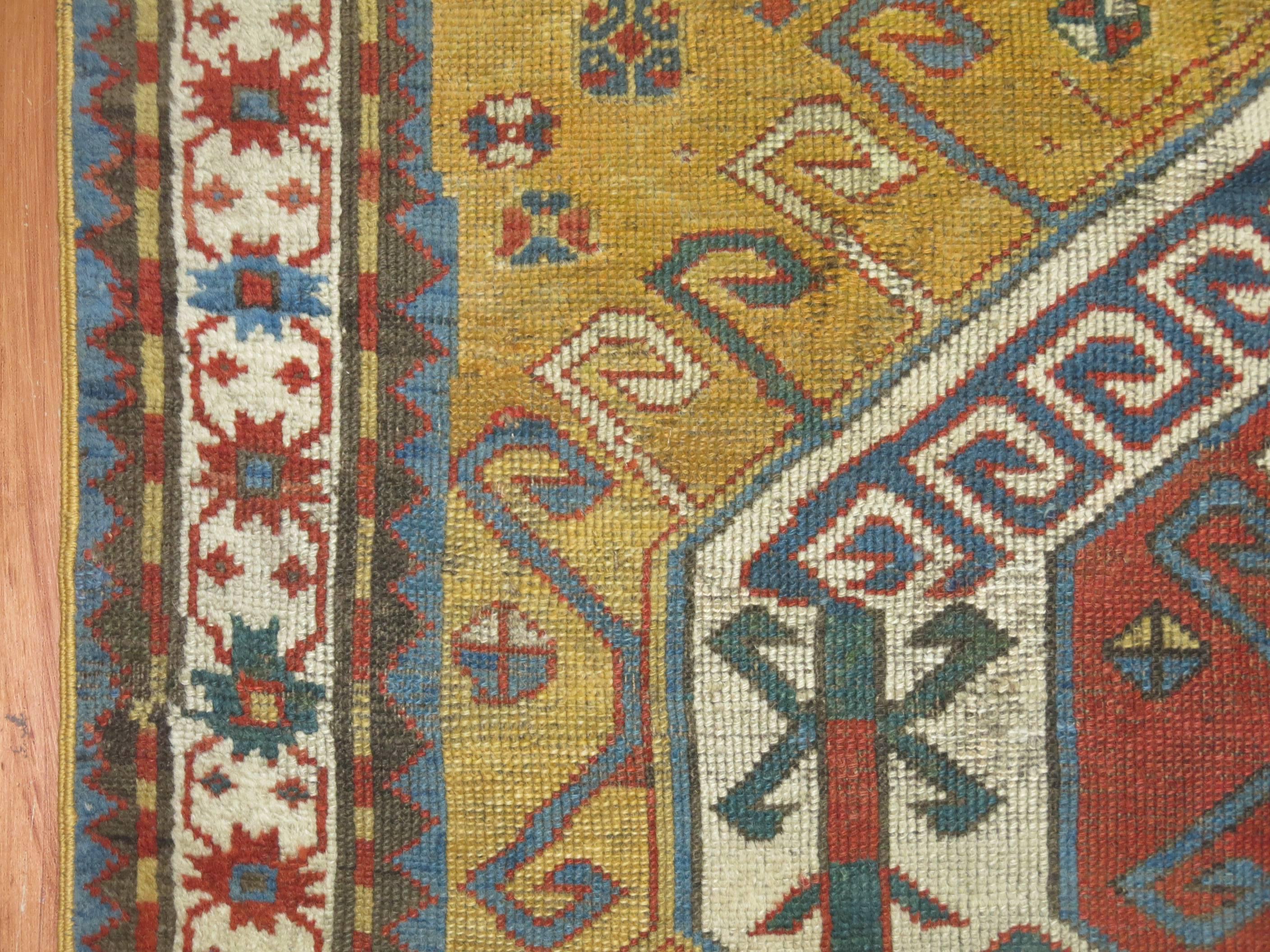 20th Century Yellow Antique Kazak Rug