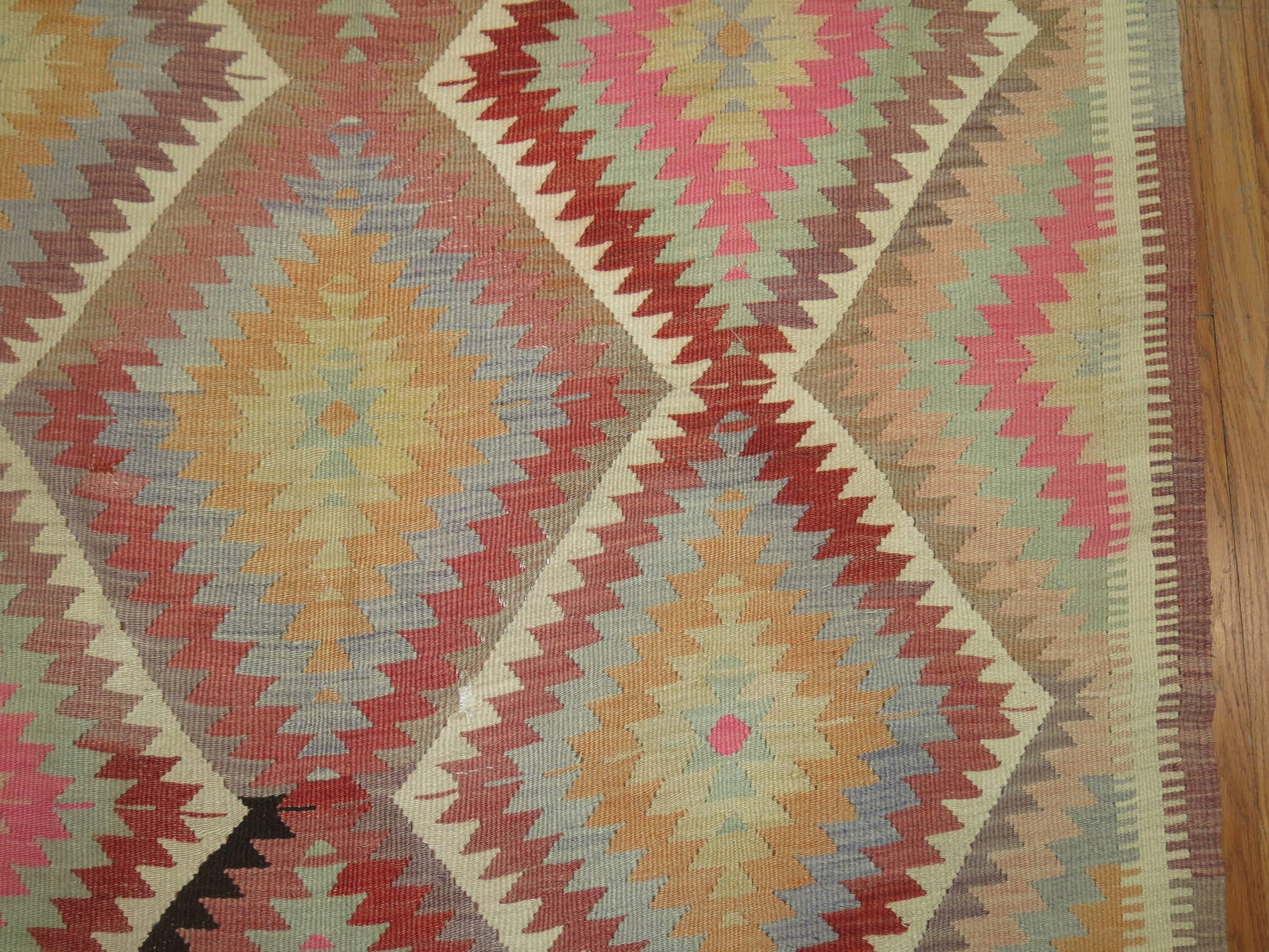 Pastel Turkish Kilim Flat-Weave In Excellent Condition In New York, NY