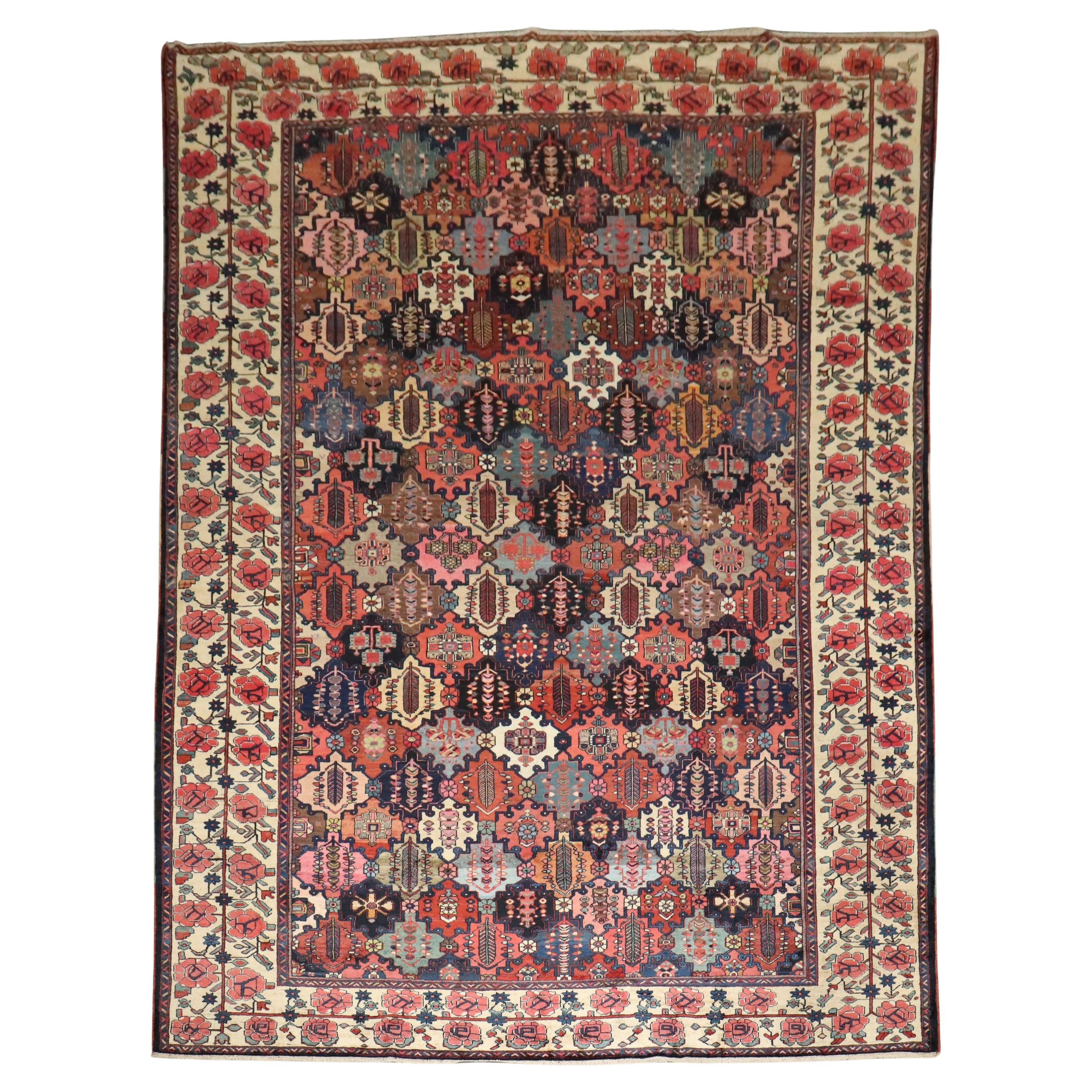 Zabihi Collection Large Persian Antique Bakhtiari Rug For Sale