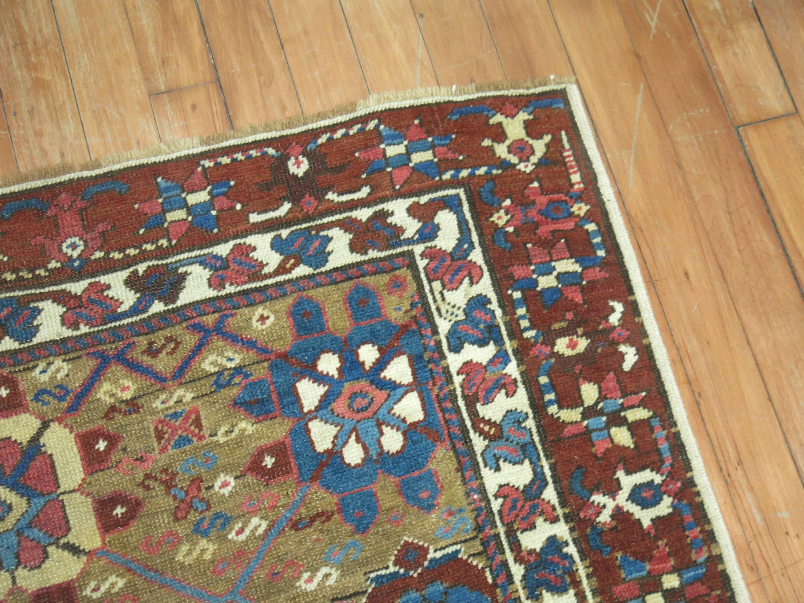 Hand-Knotted Camel Brown Persian Runner For Sale
