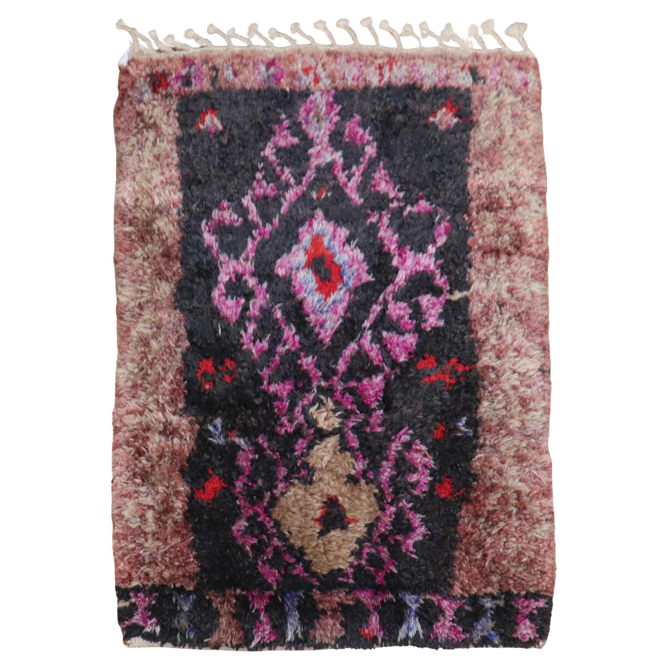 Zabihi Collection Vintage Turkish Tulu Small Plush Carpet For Sale