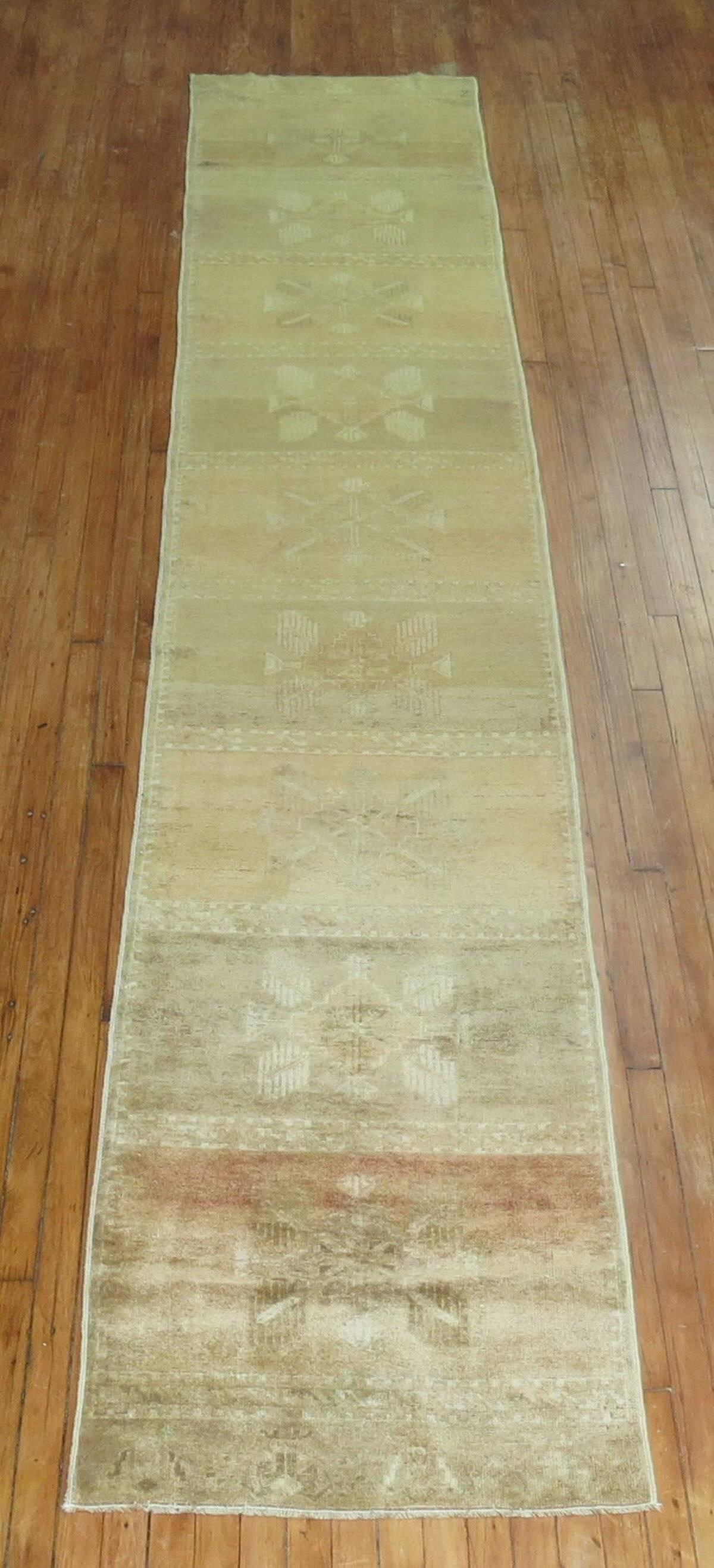 Hand-Knotted Vintage Turkish Oushak Runner