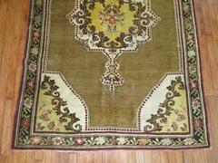 Olive Brown Yellow Turkish Medallion Ghiordes Rug