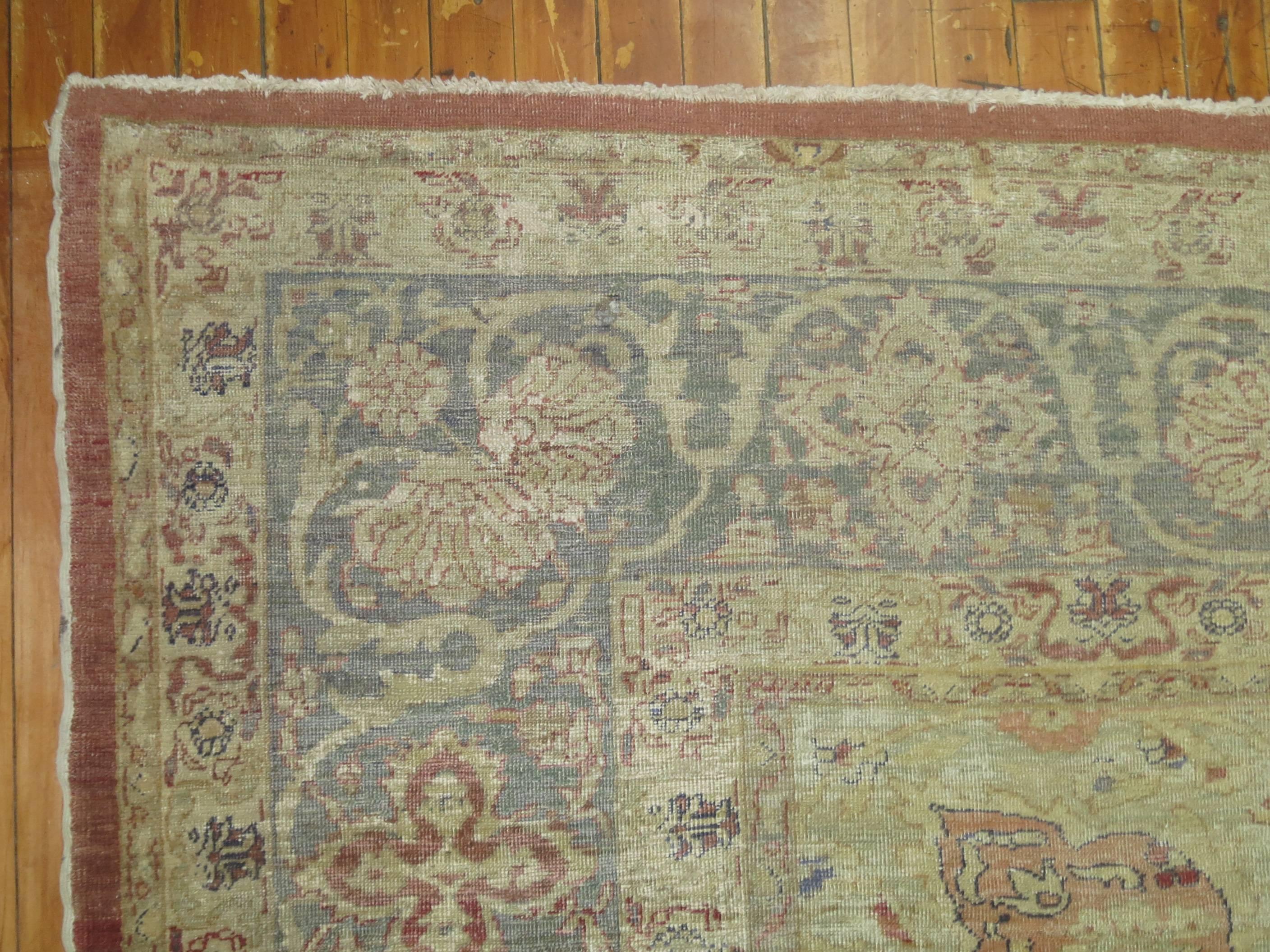 Hand-Woven Zabihi Collection 19th Century Antique Turkish Sivas Carpet For Sale