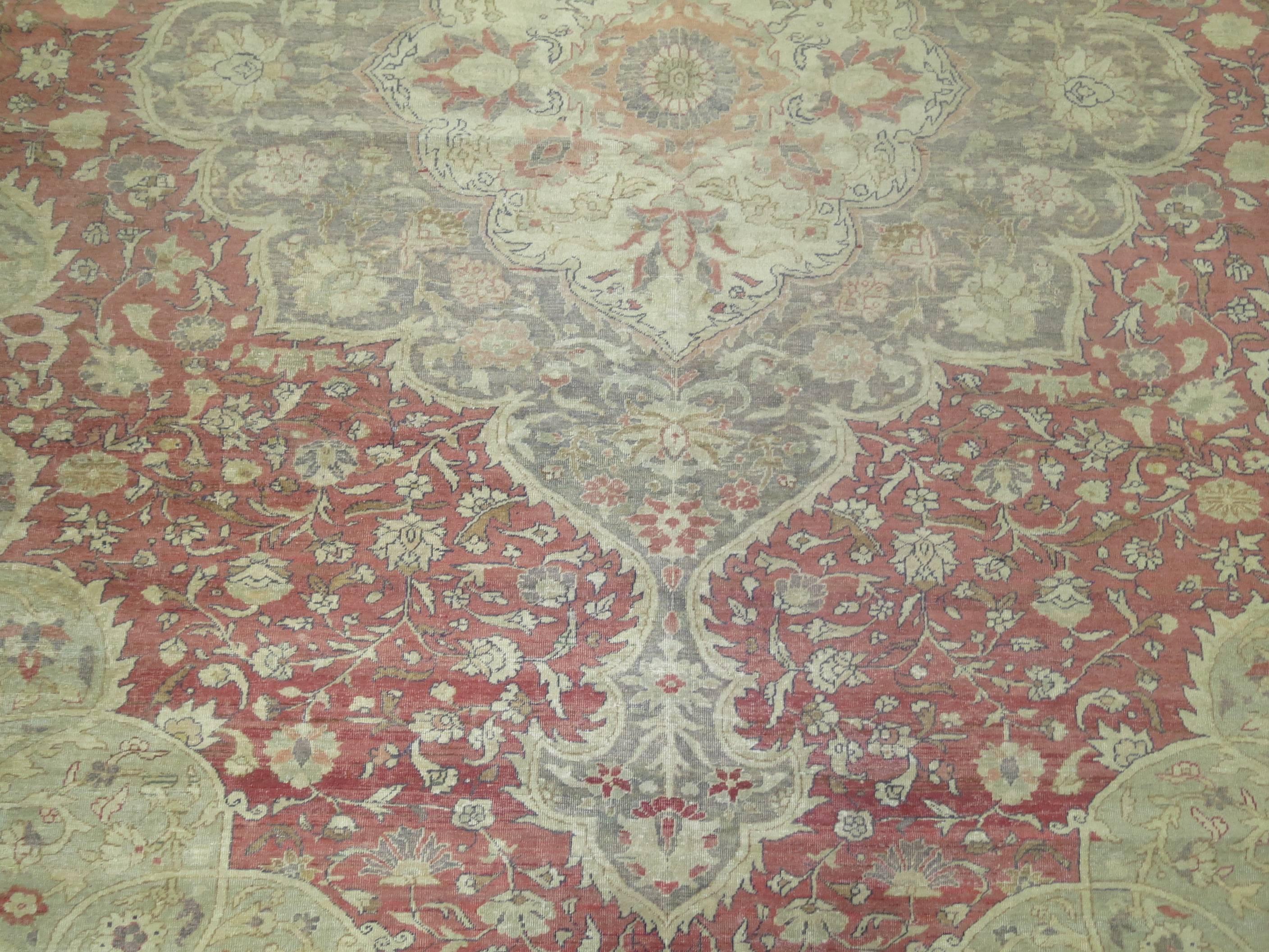 Wool Zabihi Collection 19th Century Antique Turkish Sivas Carpet For Sale