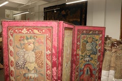 Zabihi 18th Century French Louis XVI Tapestry Three-Panel Folding Floor Screen