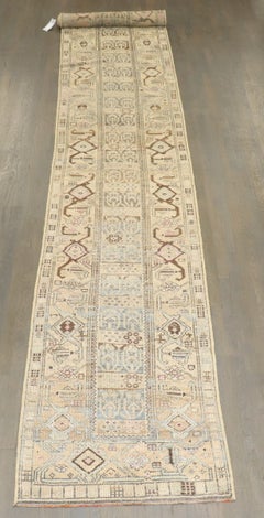 Zabihi Collection Long Turkish Anatolian Geometric Soft Blue Beige Pink Runner