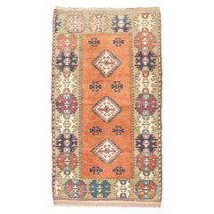 Zabihi Collection Pumpkin Ground Vintage Turkish Anatolian Rug