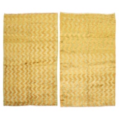 Zabihi Collection Pair of Vintage Turkish Konya Tulu Rugs with Chevron Design