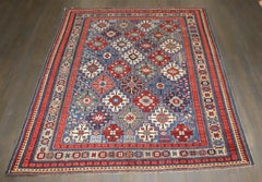 Zabihi Collection Blue Late 19th Century Square Caucasian Kuba Rug