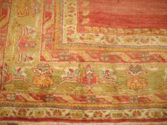 Zabihi Collection Angora Wool Turkish Oushak Square 19th Century Rug