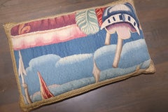 Zabihi Collection 17th Century French Aubusson Tapestry Pillow with Gold Silk