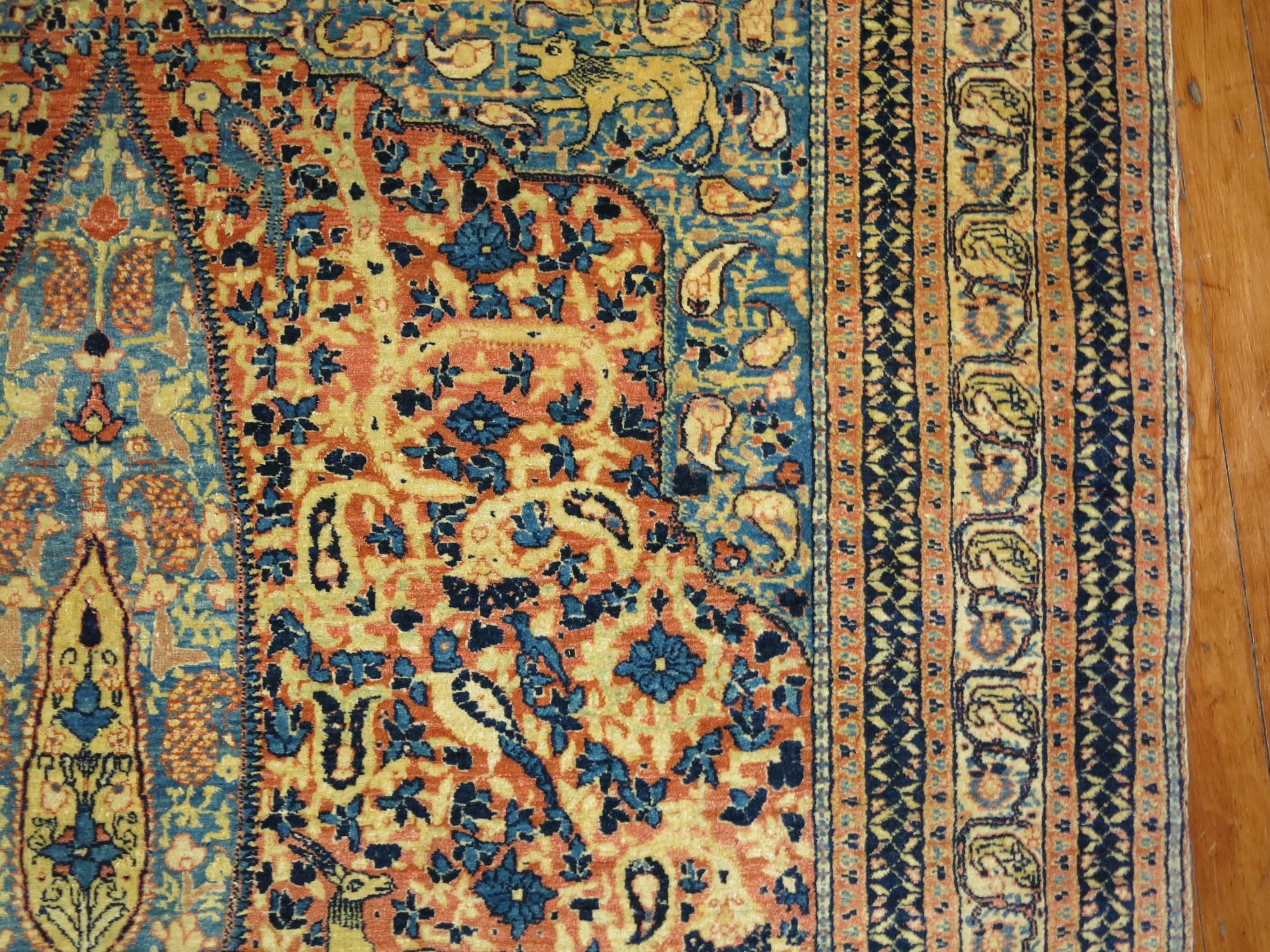 Hadji Jalili Täbris Tier-pictorial-Teppich aus Täbris (Tabriz) im Angebot