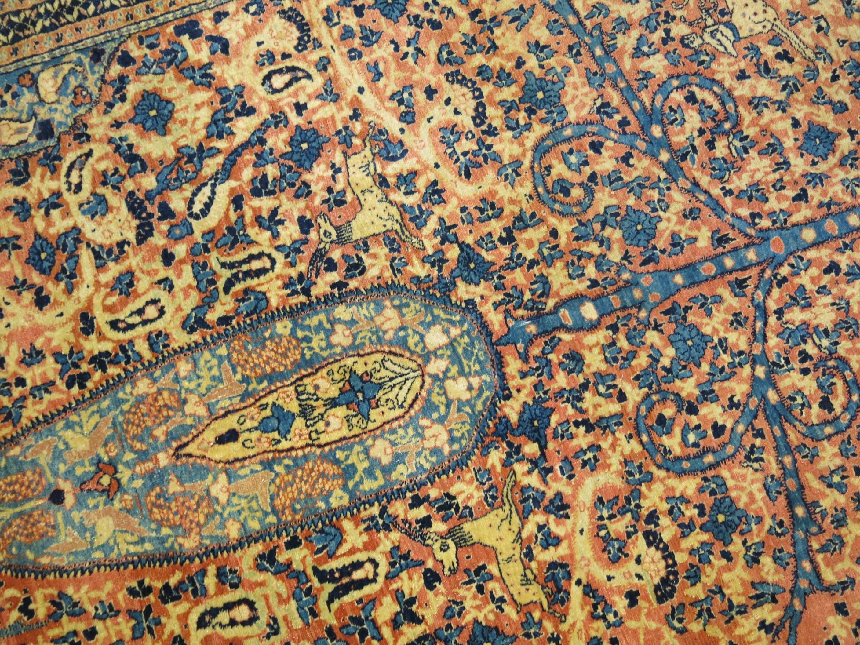 Hadji Jalili Täbris Tier-pictorial-Teppich aus Täbris (Persisch) im Angebot