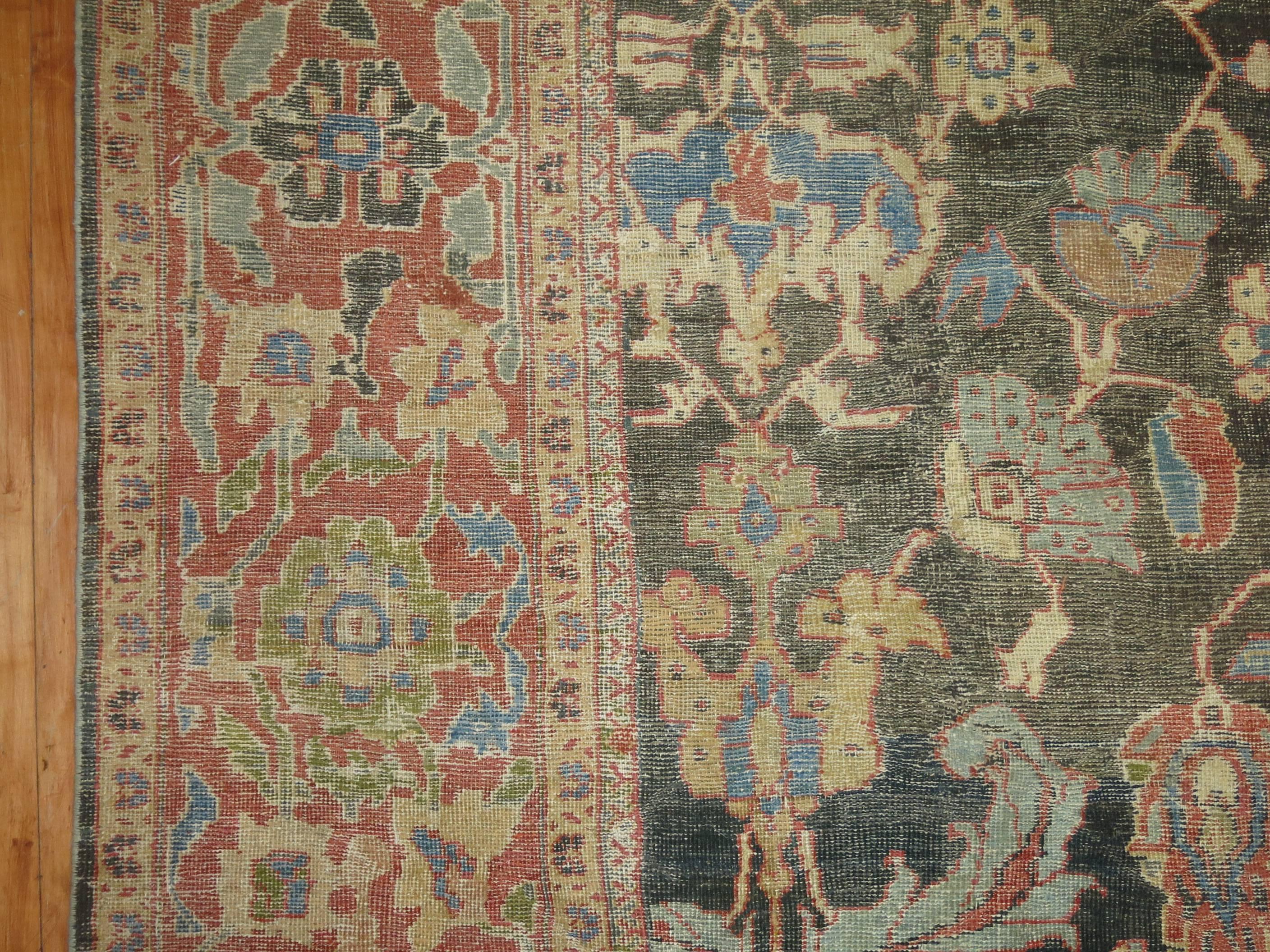 Hand-Woven Antique Persian Sultanabad Mahal Carpet