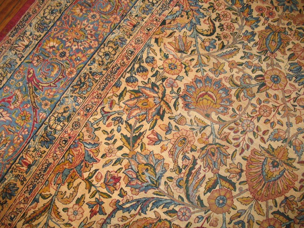 Hand-Knotted Persian Lavar Kerman Area Rug For Sale