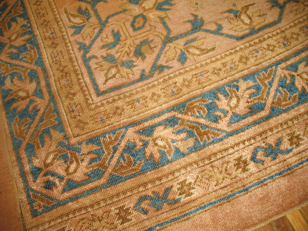 Edwardian Palace Size Salmon Antique Oushak Carpet For Sale