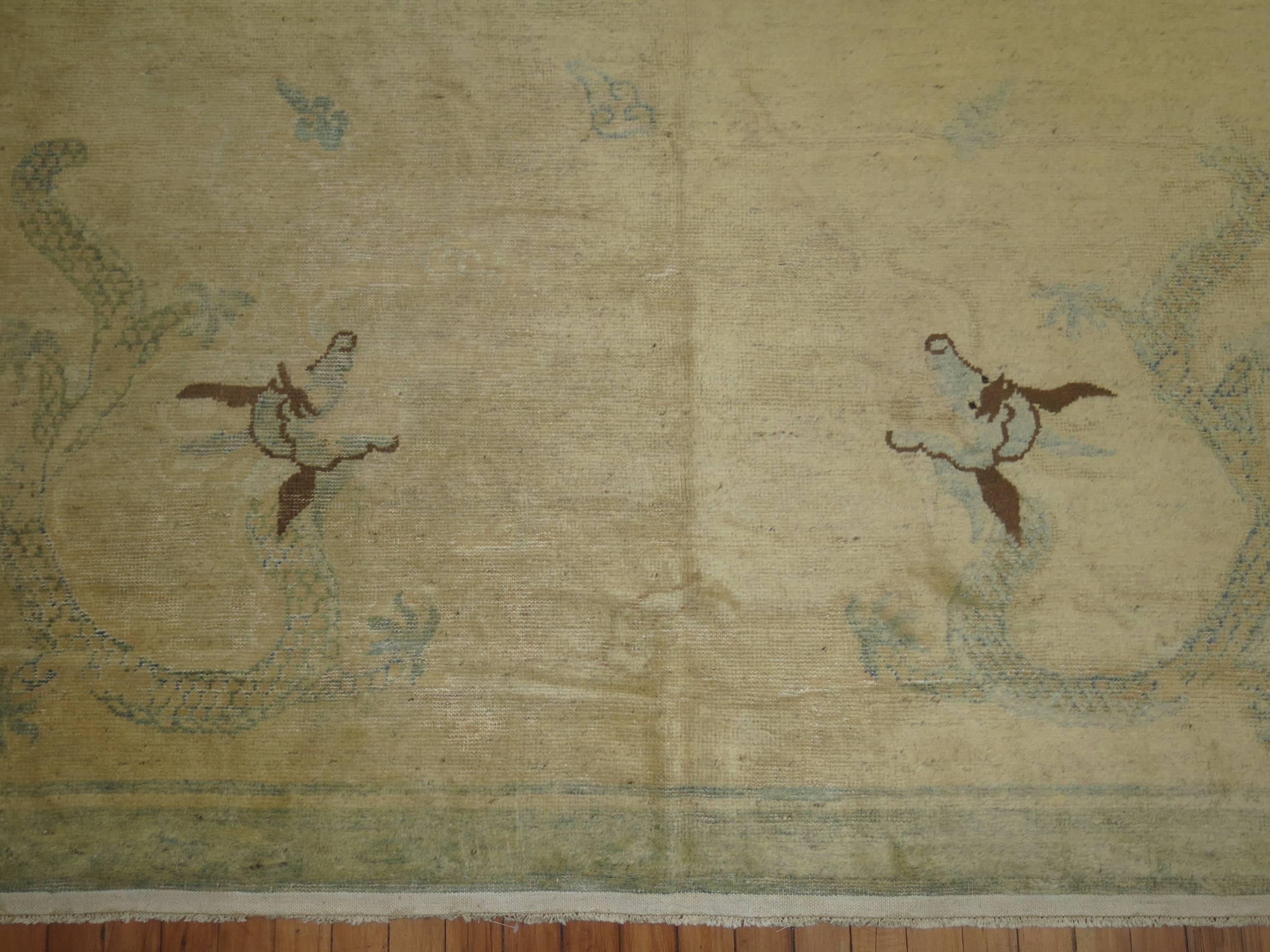 Chinoiserie Dragon Chinese Peking Rug For Sale