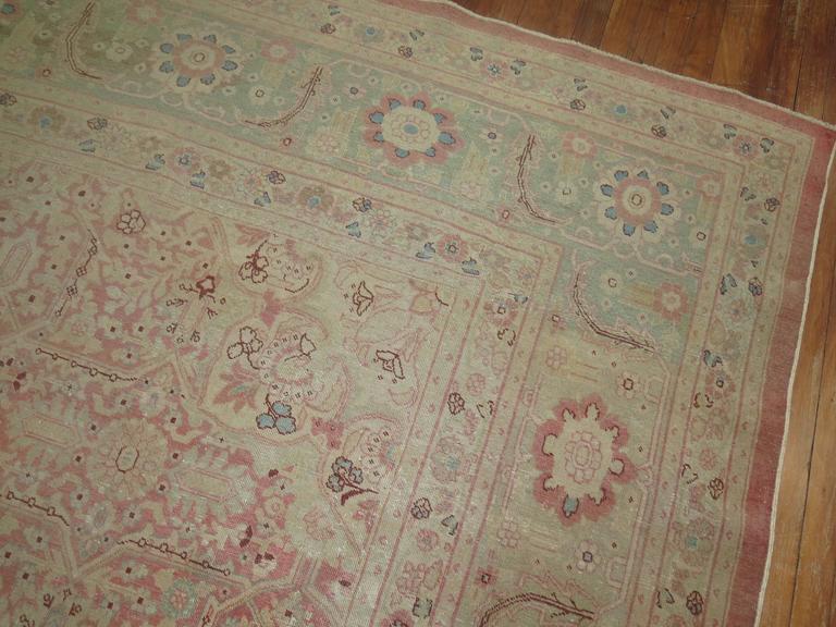 Fine Pink Mint Green Indian Rug For Sale at 1stDibs