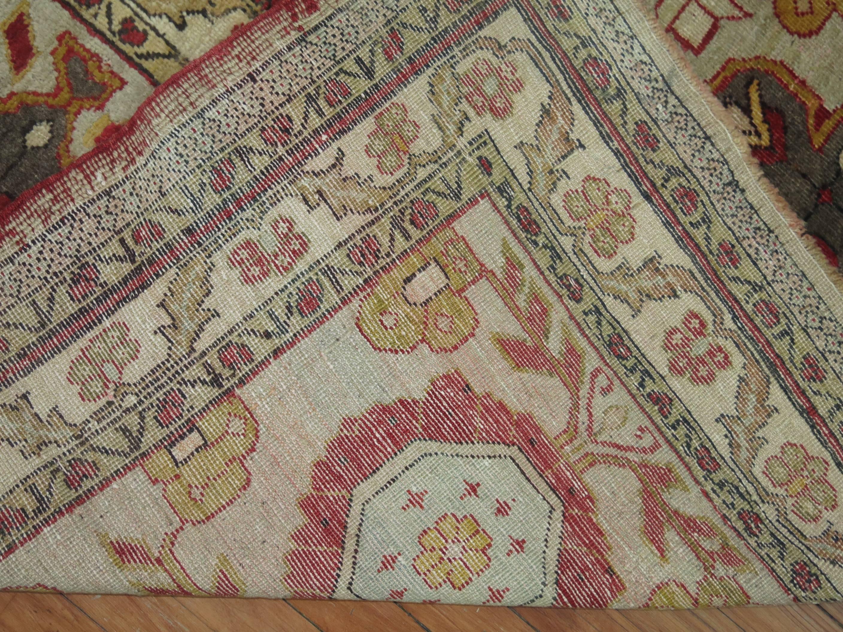 19th Century Antique Turkish Sivas Square Rug For Sale