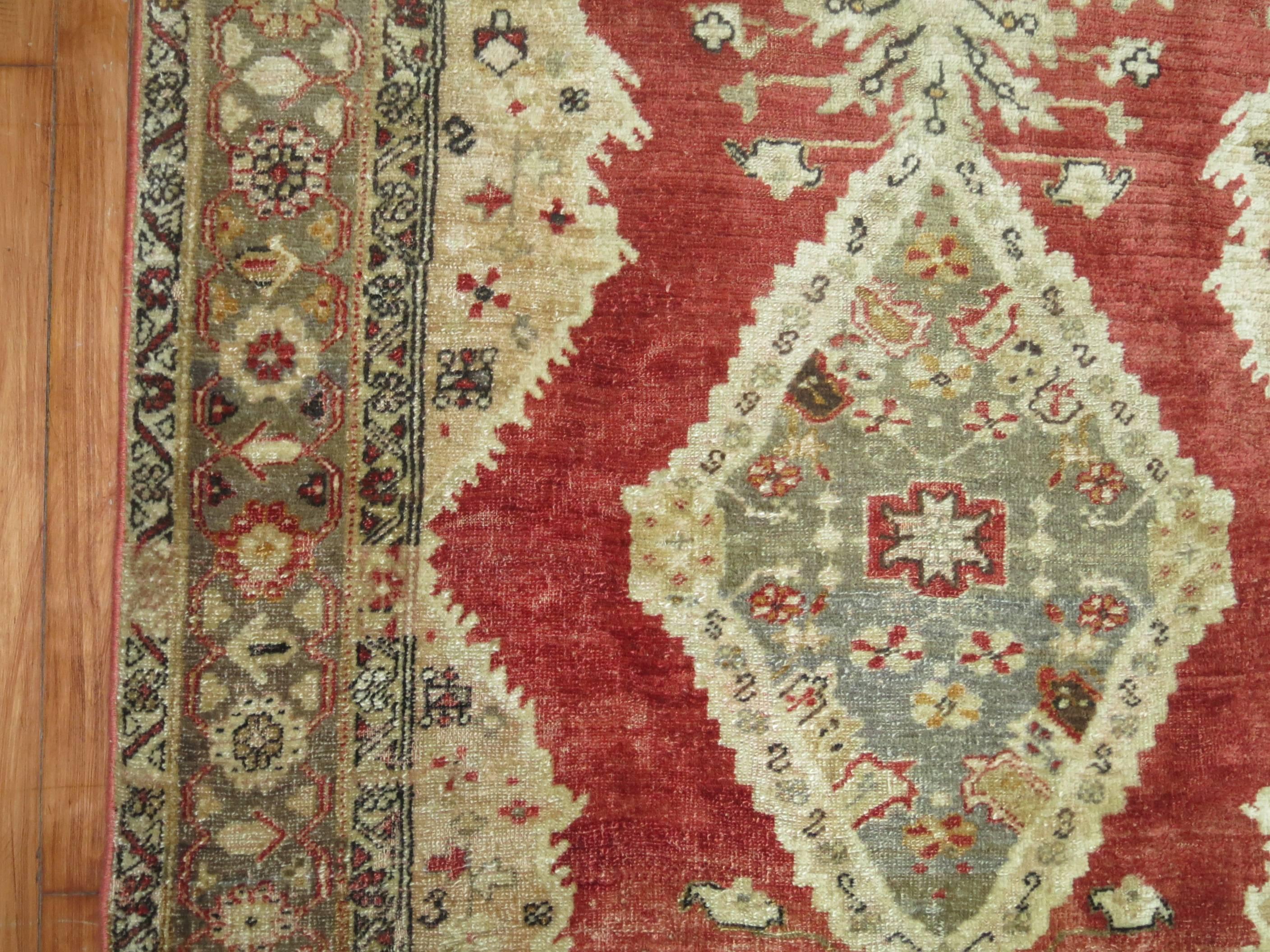 One of a kind high quality Turkish Oushak carpet woven with angora wool.