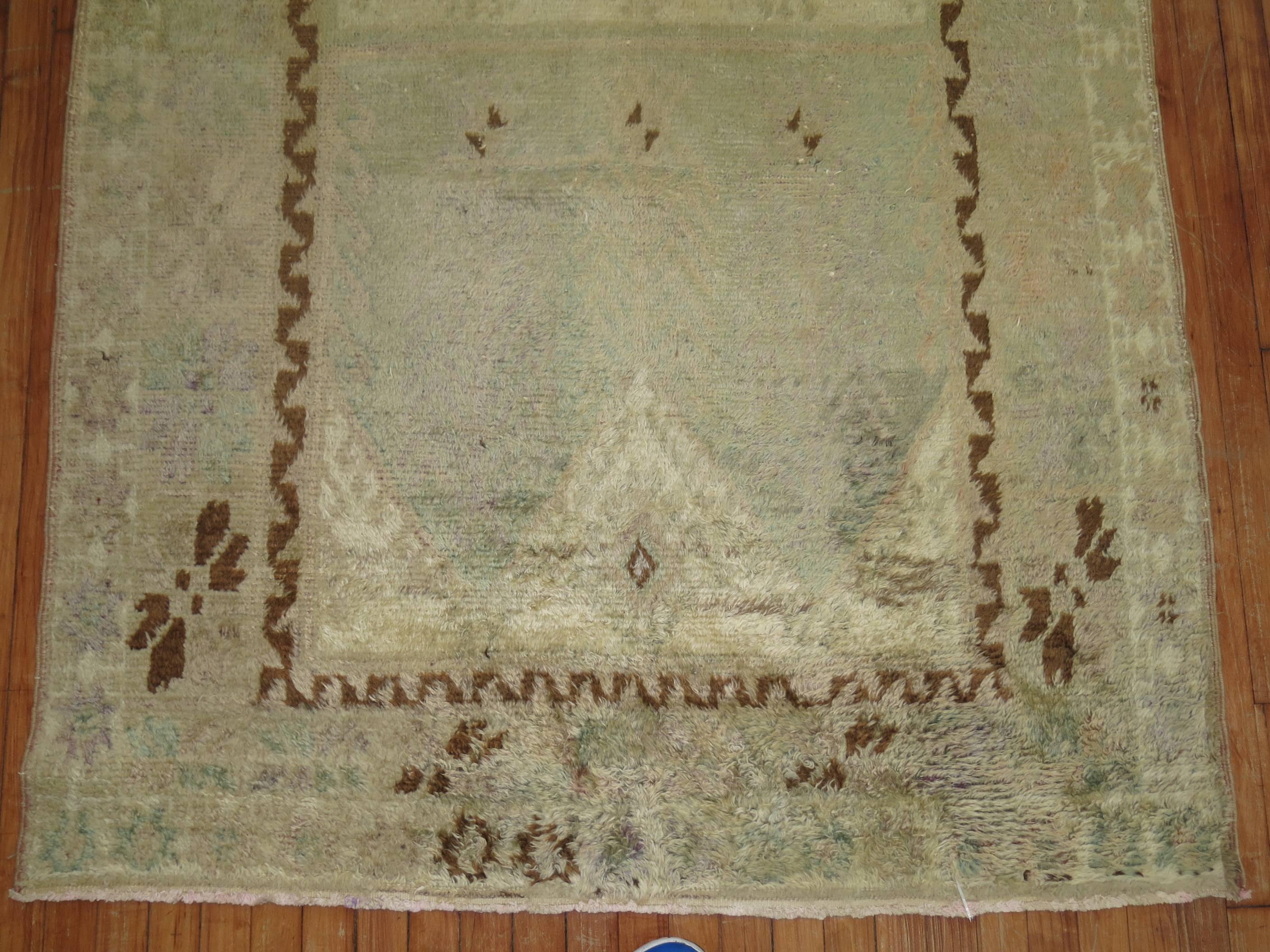 Nomadic Directional Neutral Color Vintage Moroccan Gallery Runner For Sale 2