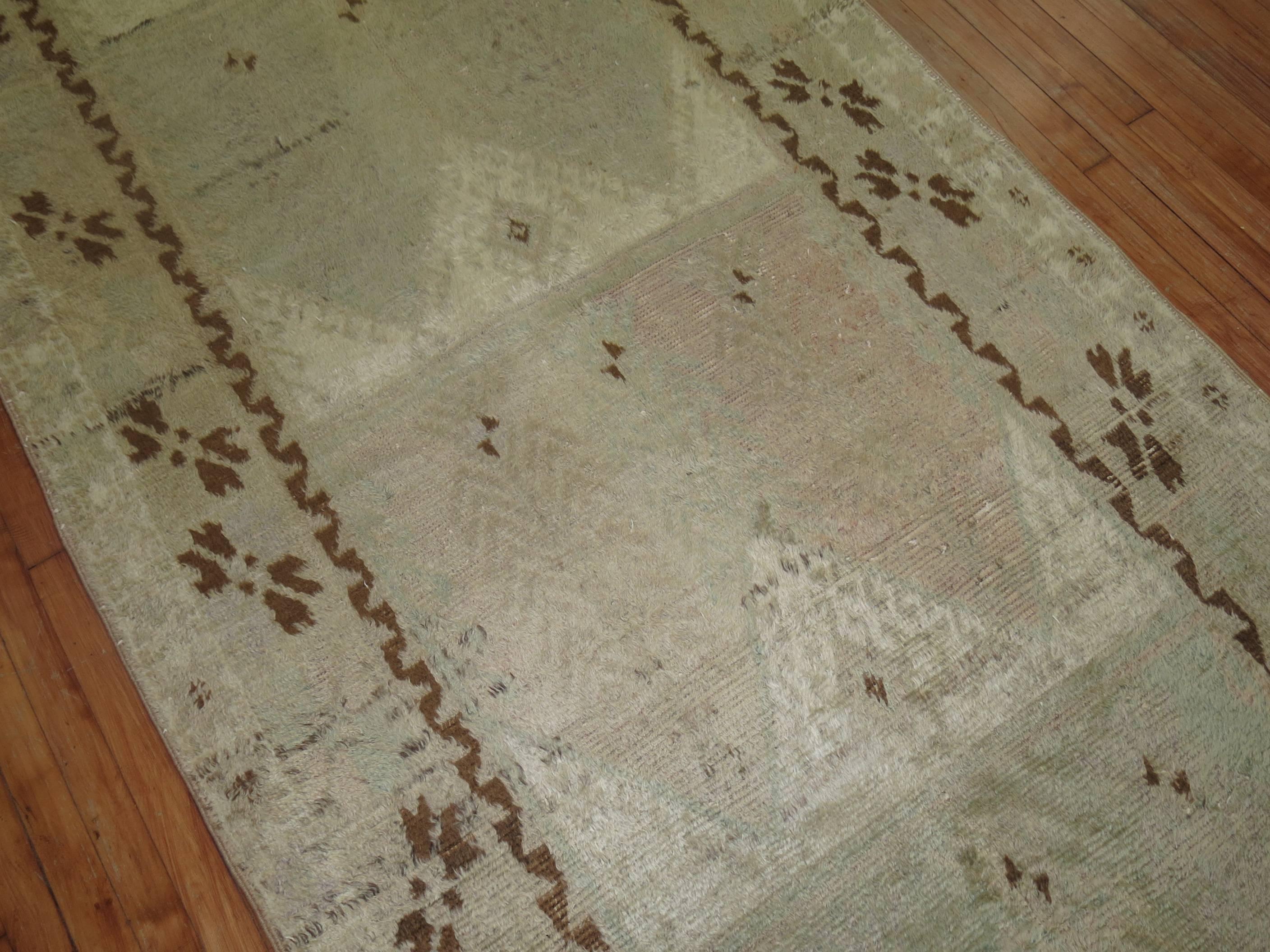 Nomadic Directional Neutral Color Vintage Moroccan Gallery Runner For Sale 3