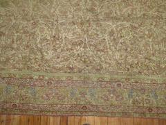 Feminine Persian Antique Kerman Brown Pink Rose Accent Room Size Rug