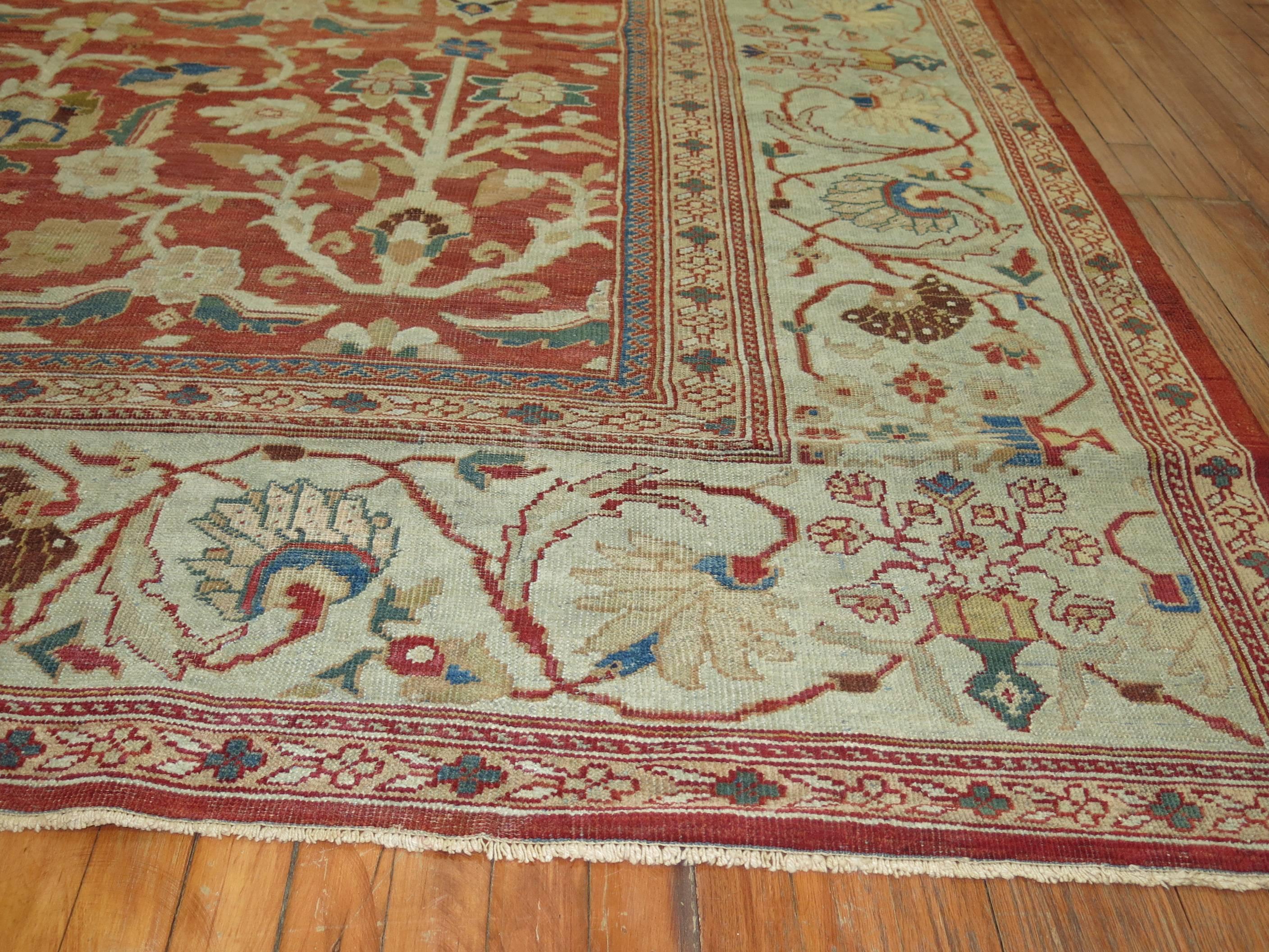 Hand-Knotted Fine Early 20th Century Antique Persian Sultanabad Carpet For Sale