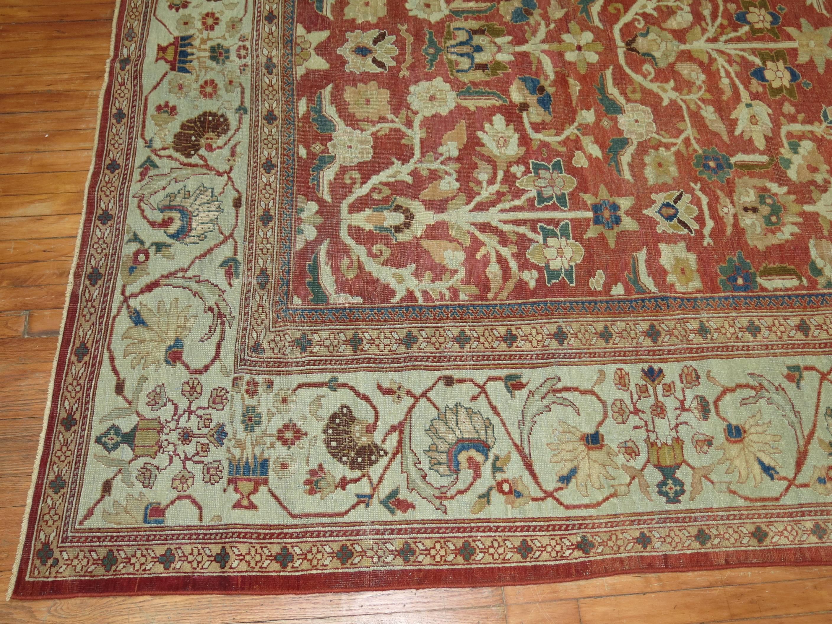 Wool Fine Early 20th Century Antique Persian Sultanabad Carpet For Sale